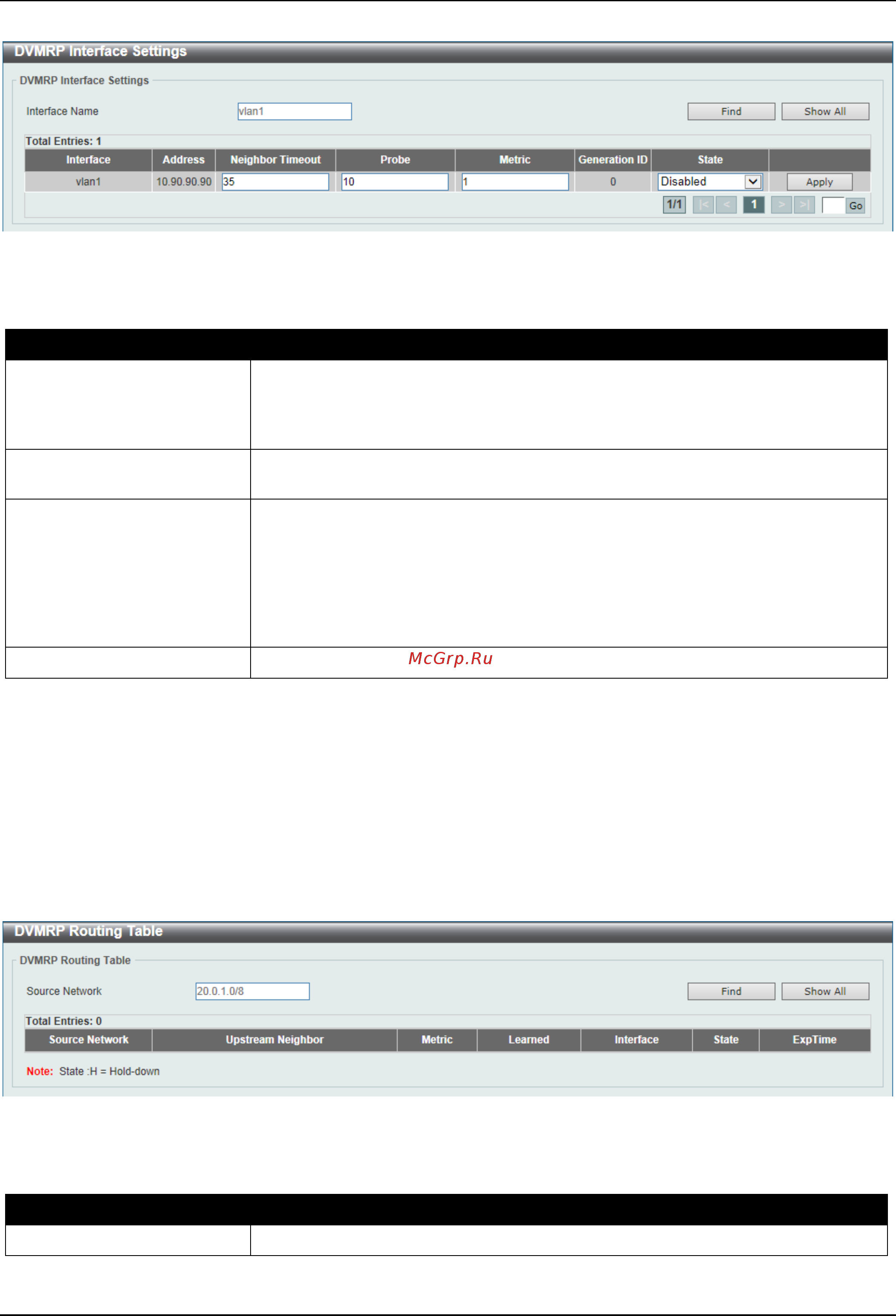 D-Link DGS-3630-28SC [322/742] Dvmrp routing table
