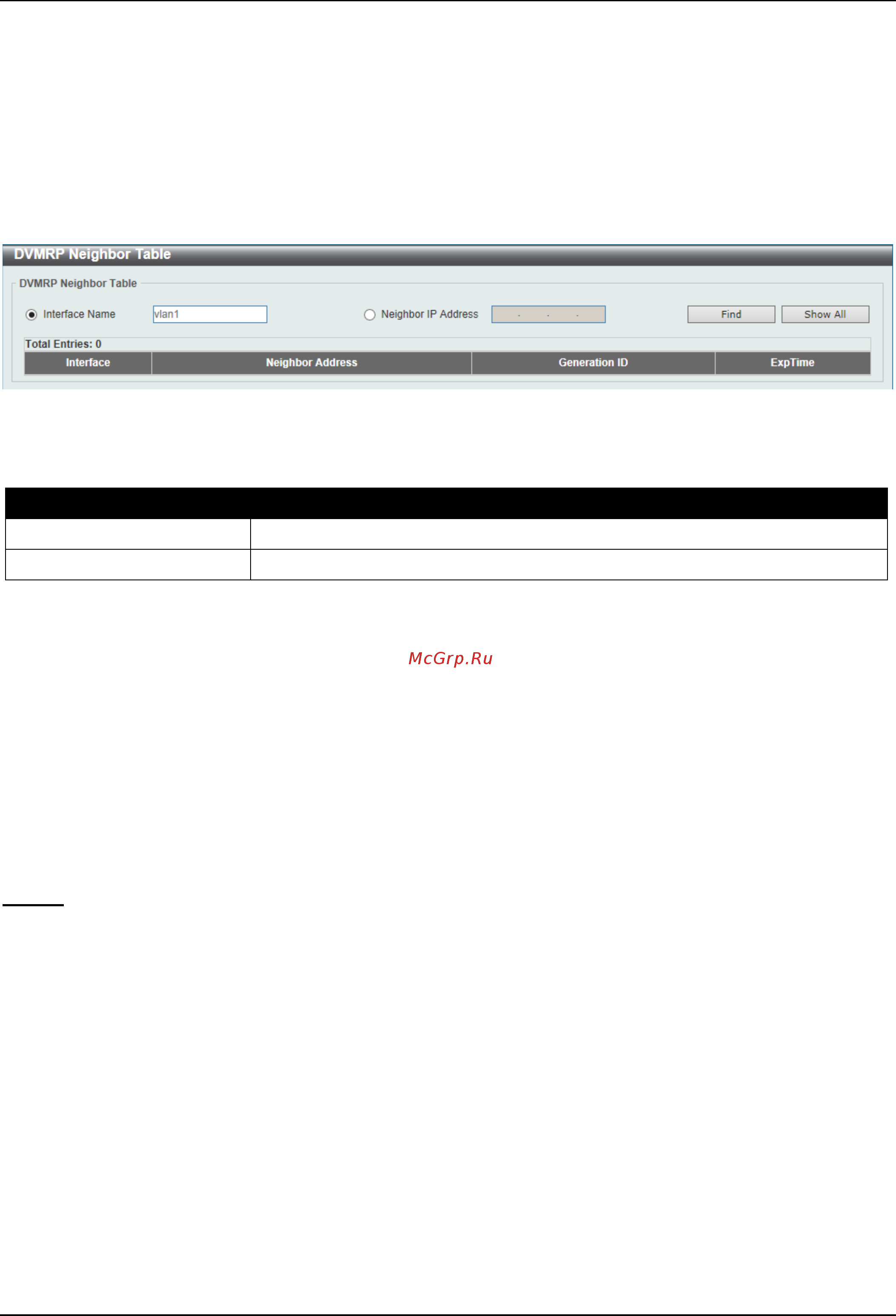 D-Link DGS-3630-28SC [323/742] Dvmrp neighbor table