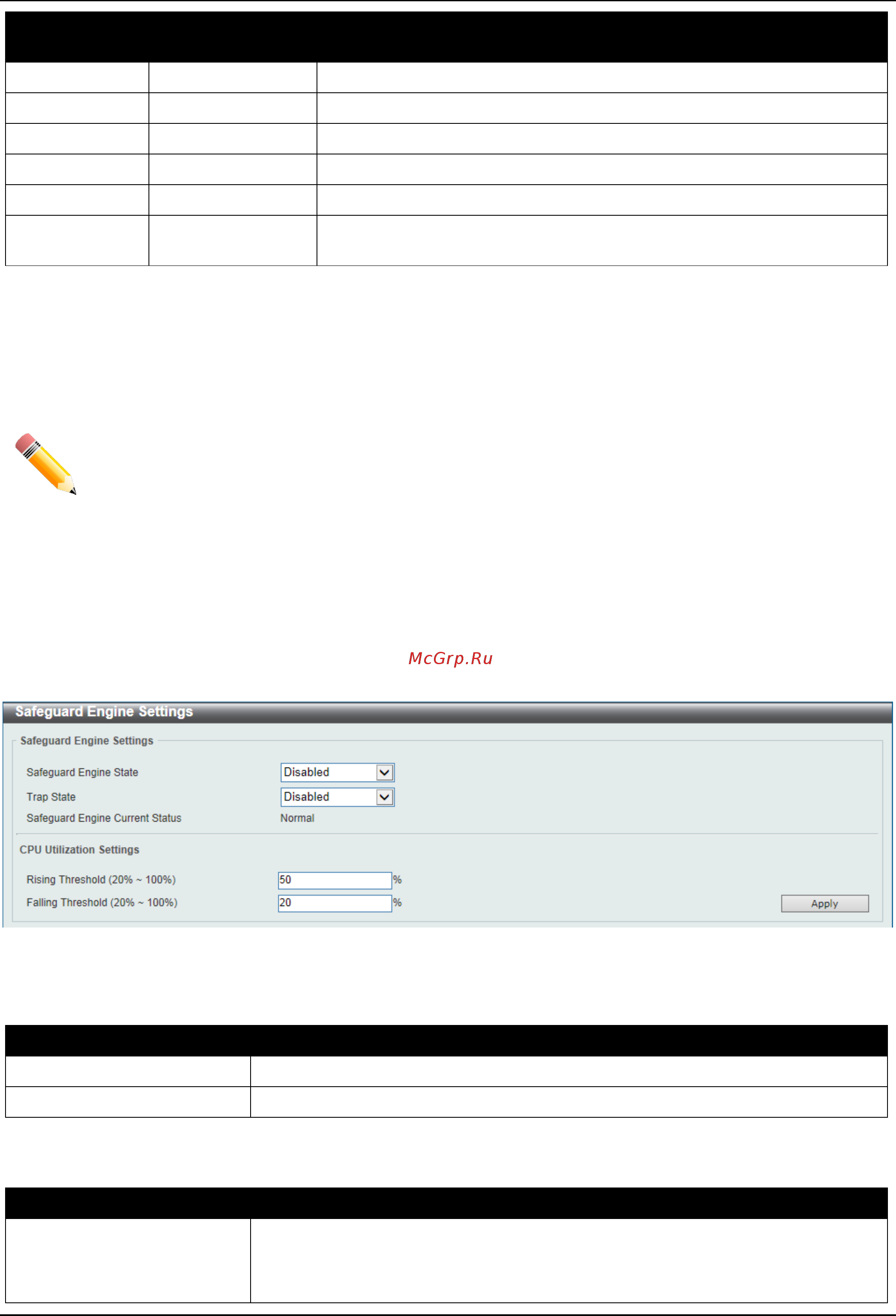 D-Link DGS-3630-28SC [556/742] Safeguard engine settings