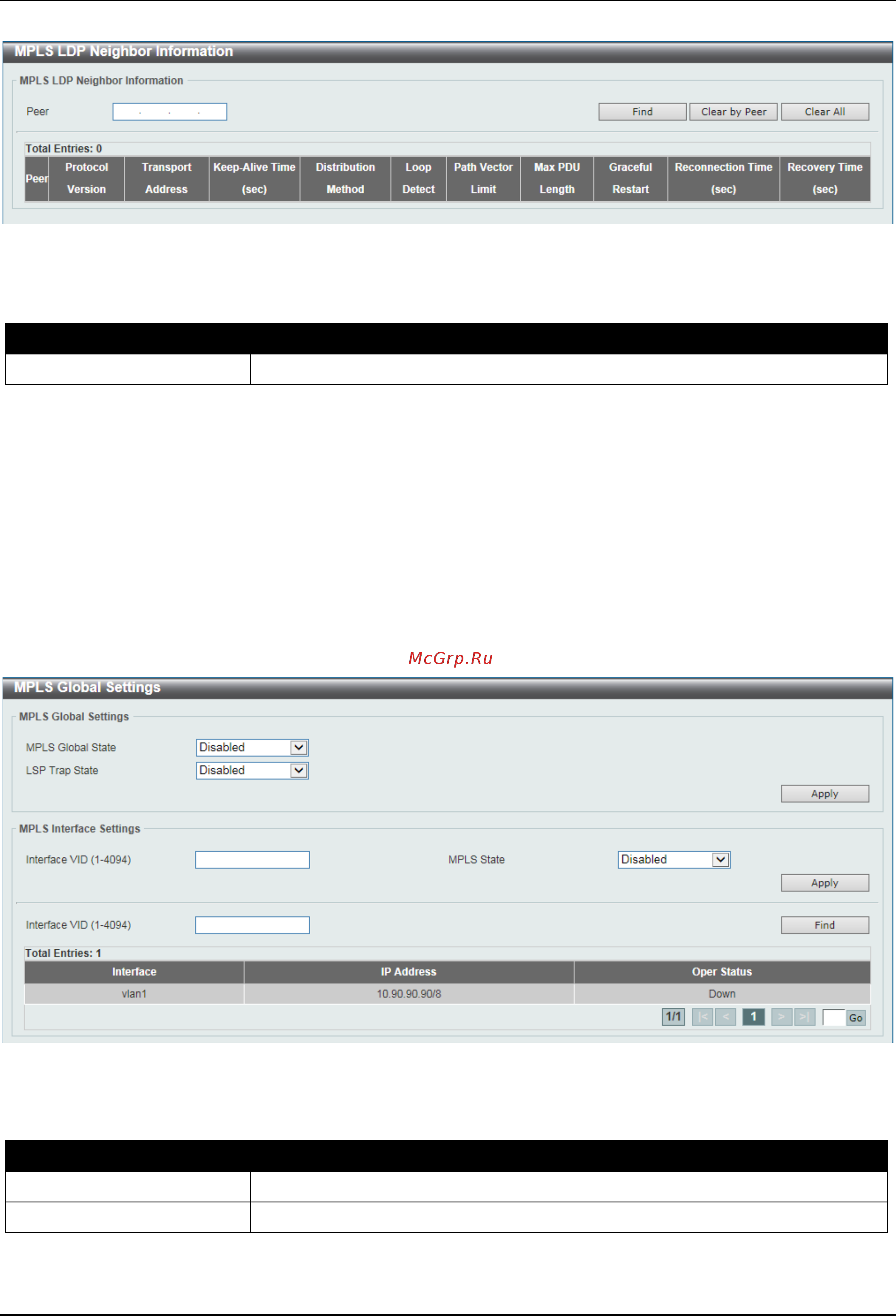 D-Link DGS-3630-28SC [607/742] Mpls global settings