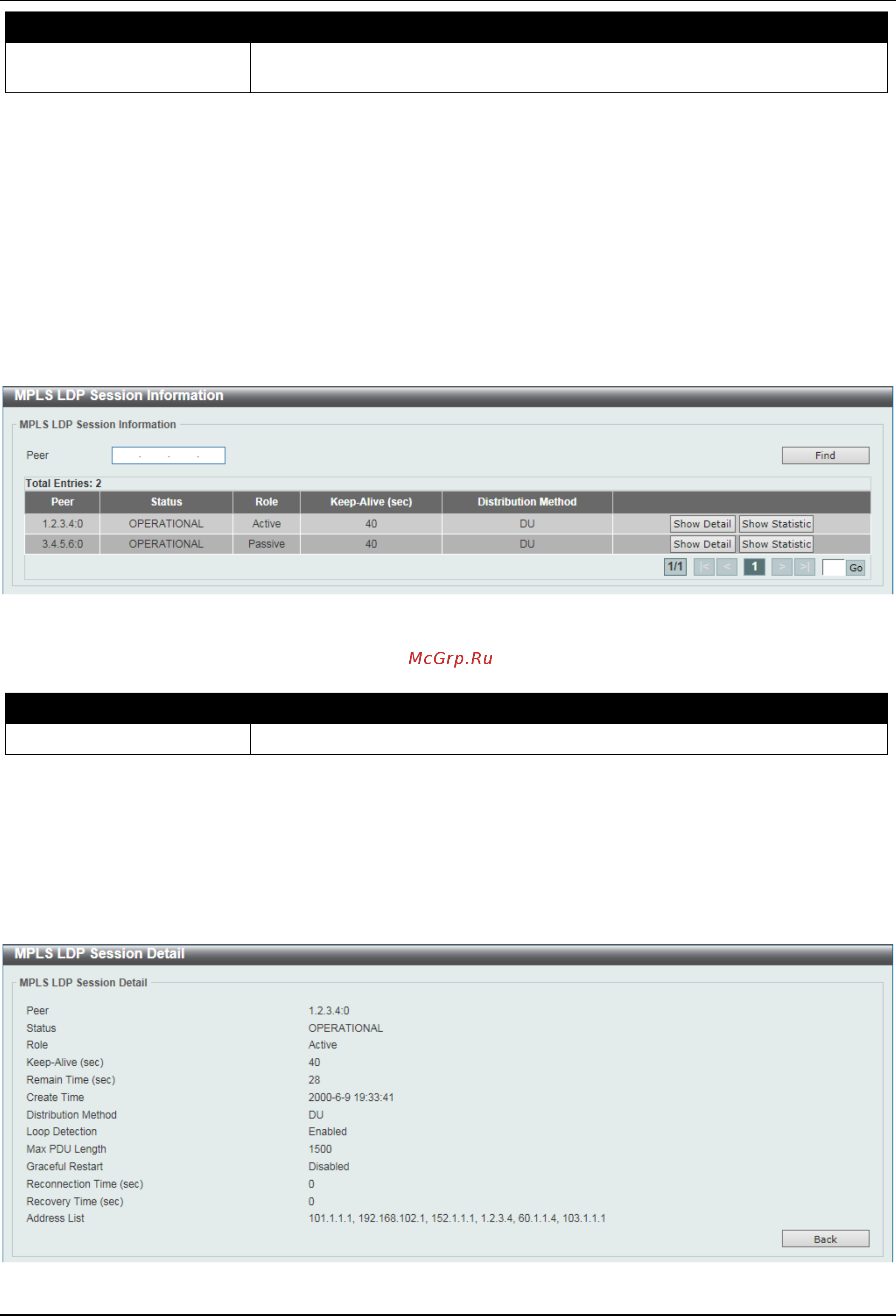 D-Link DGS-3630-28SC [609/742] Mpls ldp session information