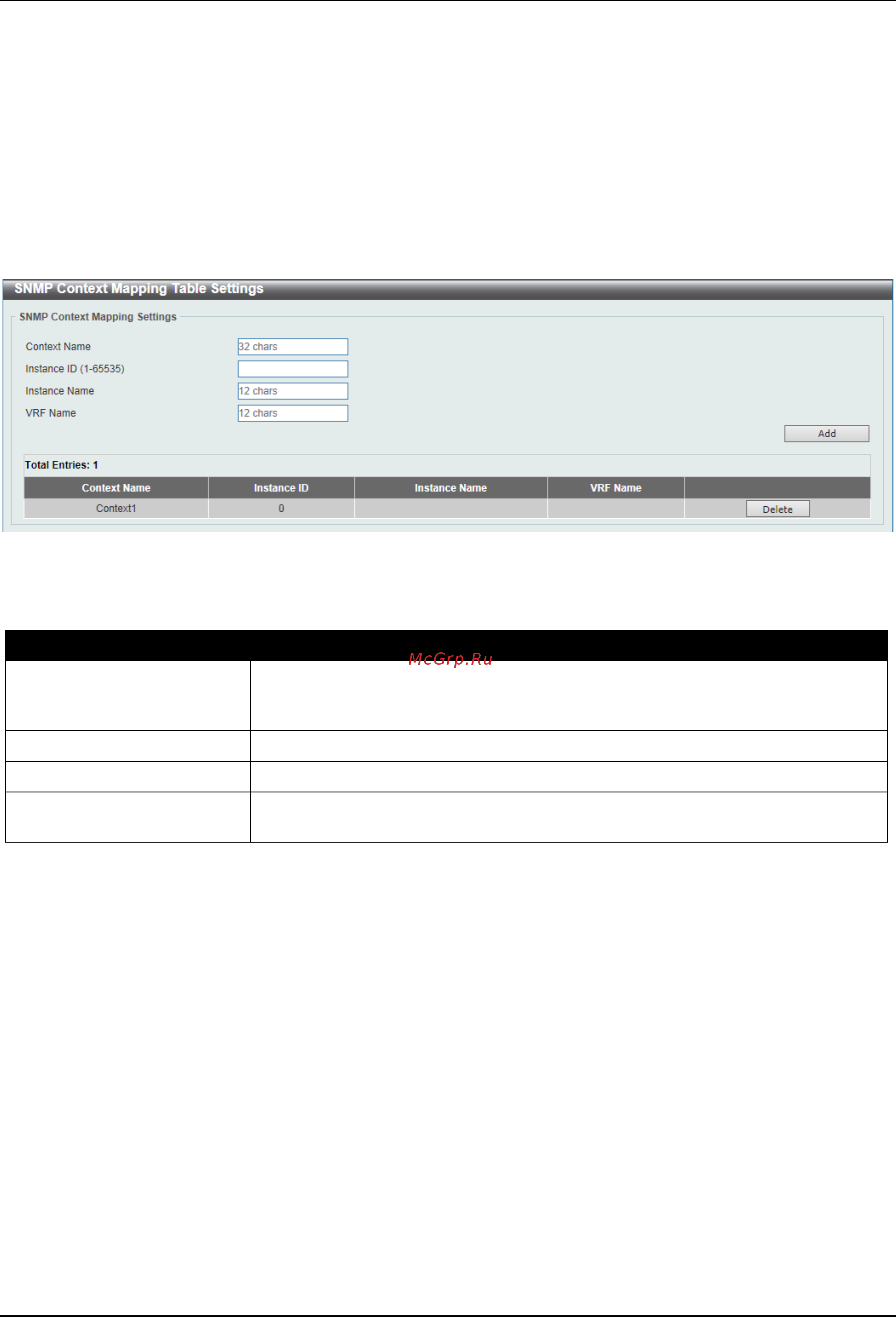 D-Link DGS-3630-28SC [67/742] Snmp context mapping table settings