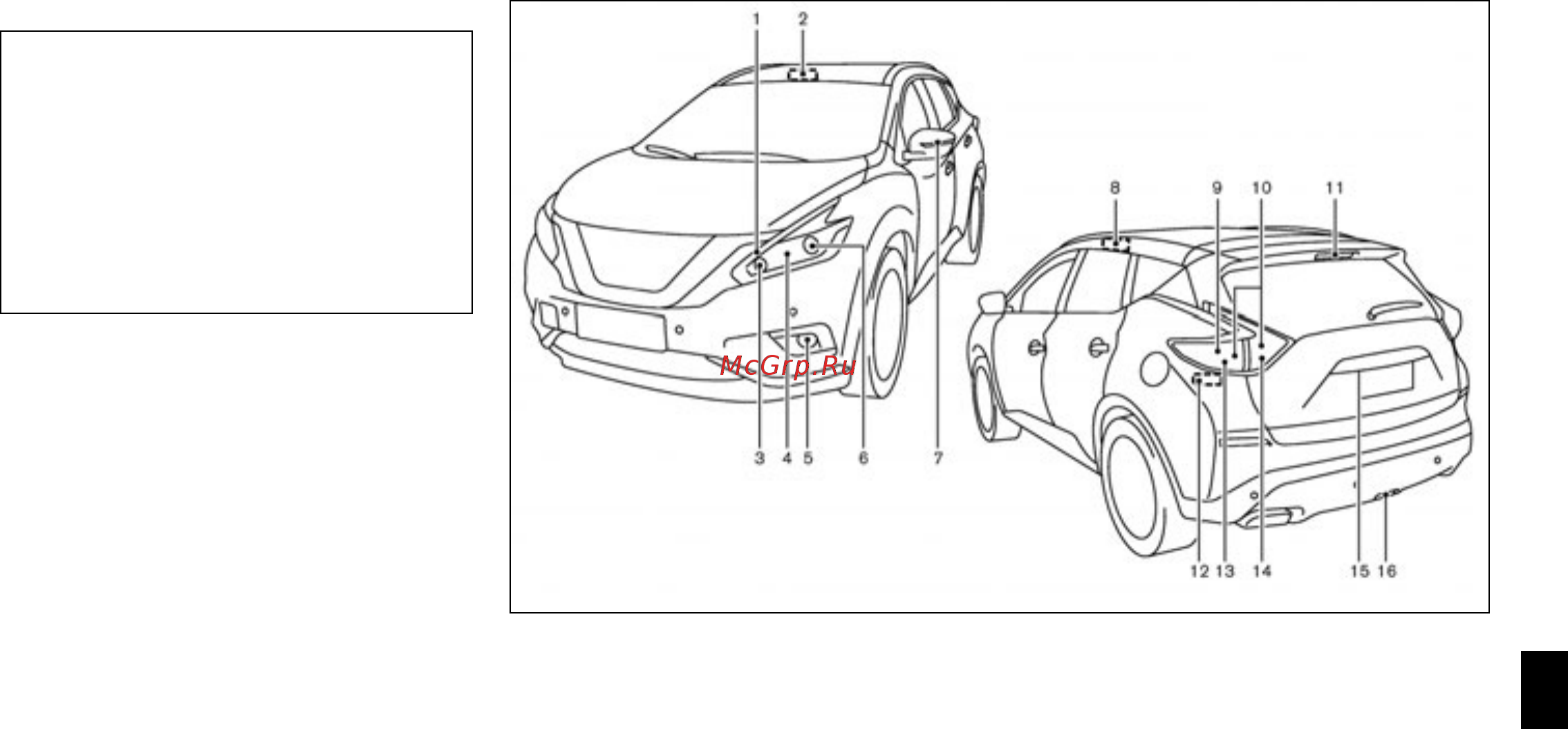 Nissan Murano Z52 [291/324] Расположение приборов освещения и сигнализации