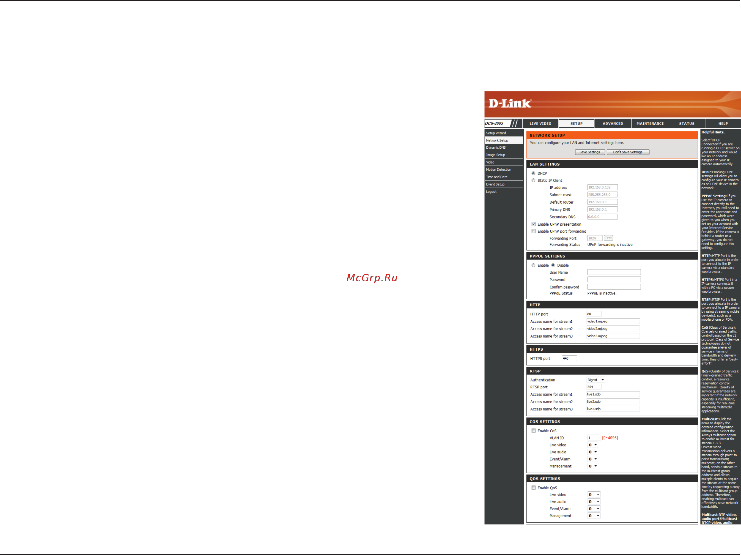 D-Link DCS-4603 [28/66] Network setup
