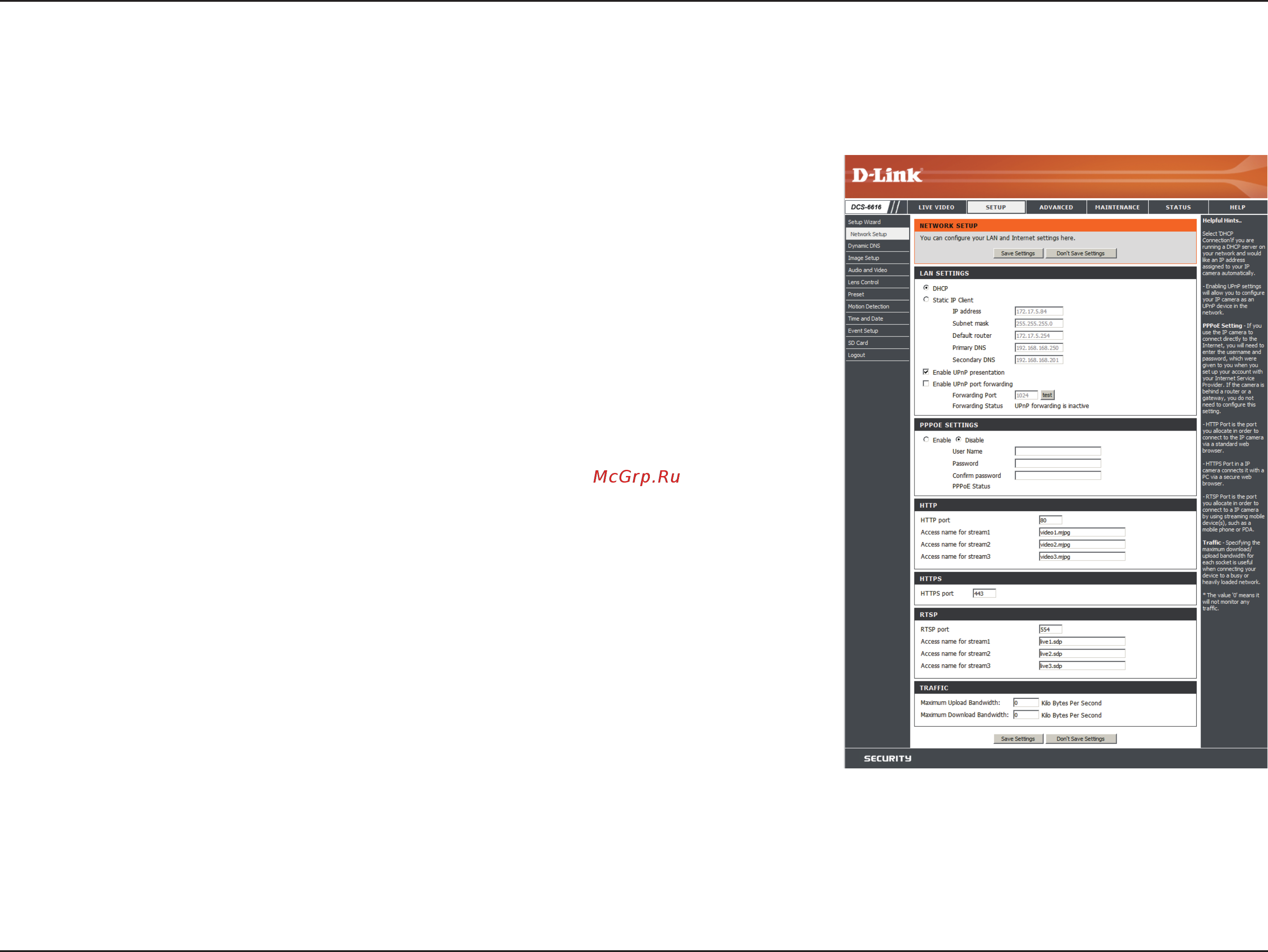D-Link DCS-6616 [27/62] Network setup