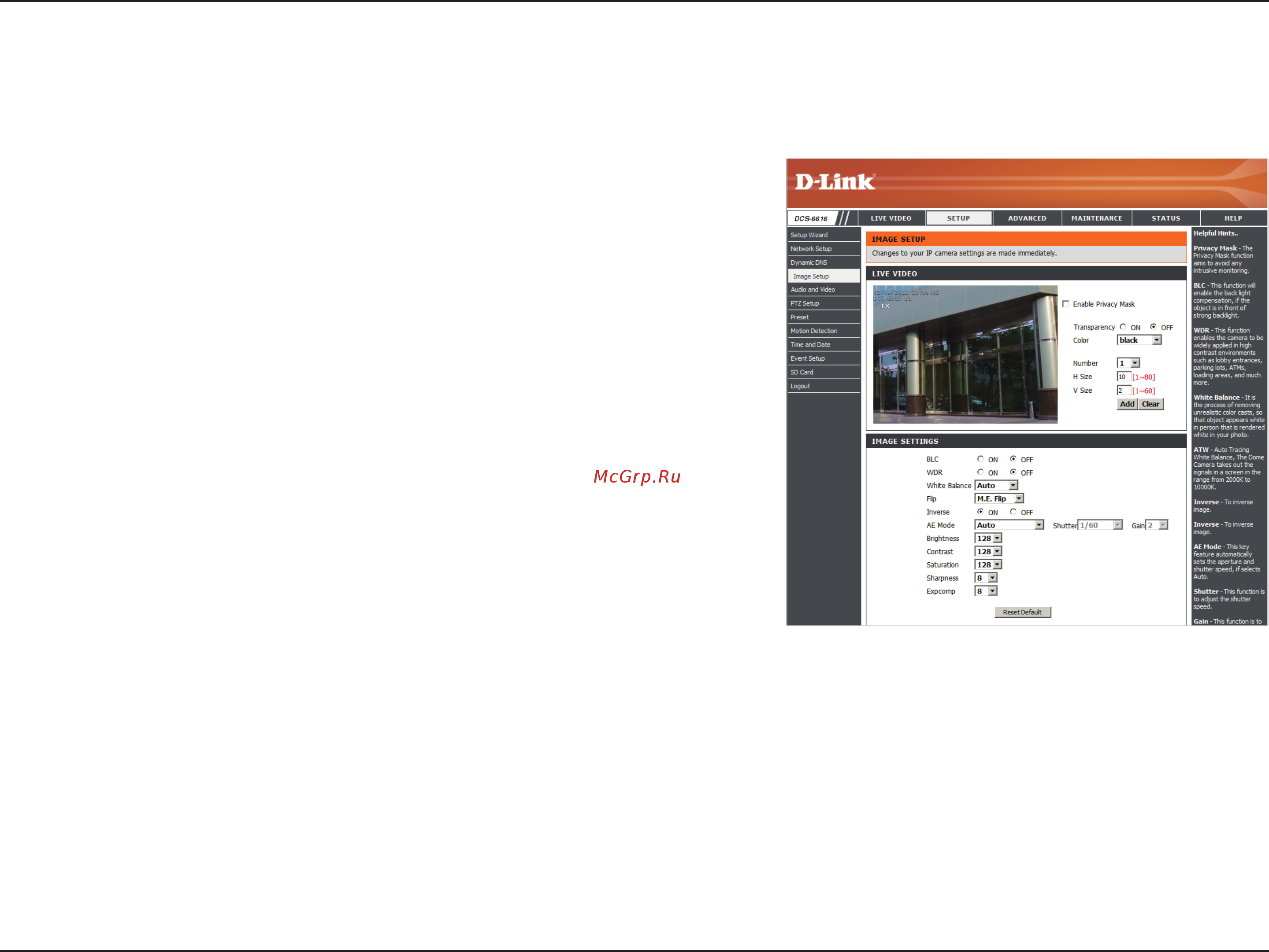 D-Link DCS-6616 [30/62] Image setup