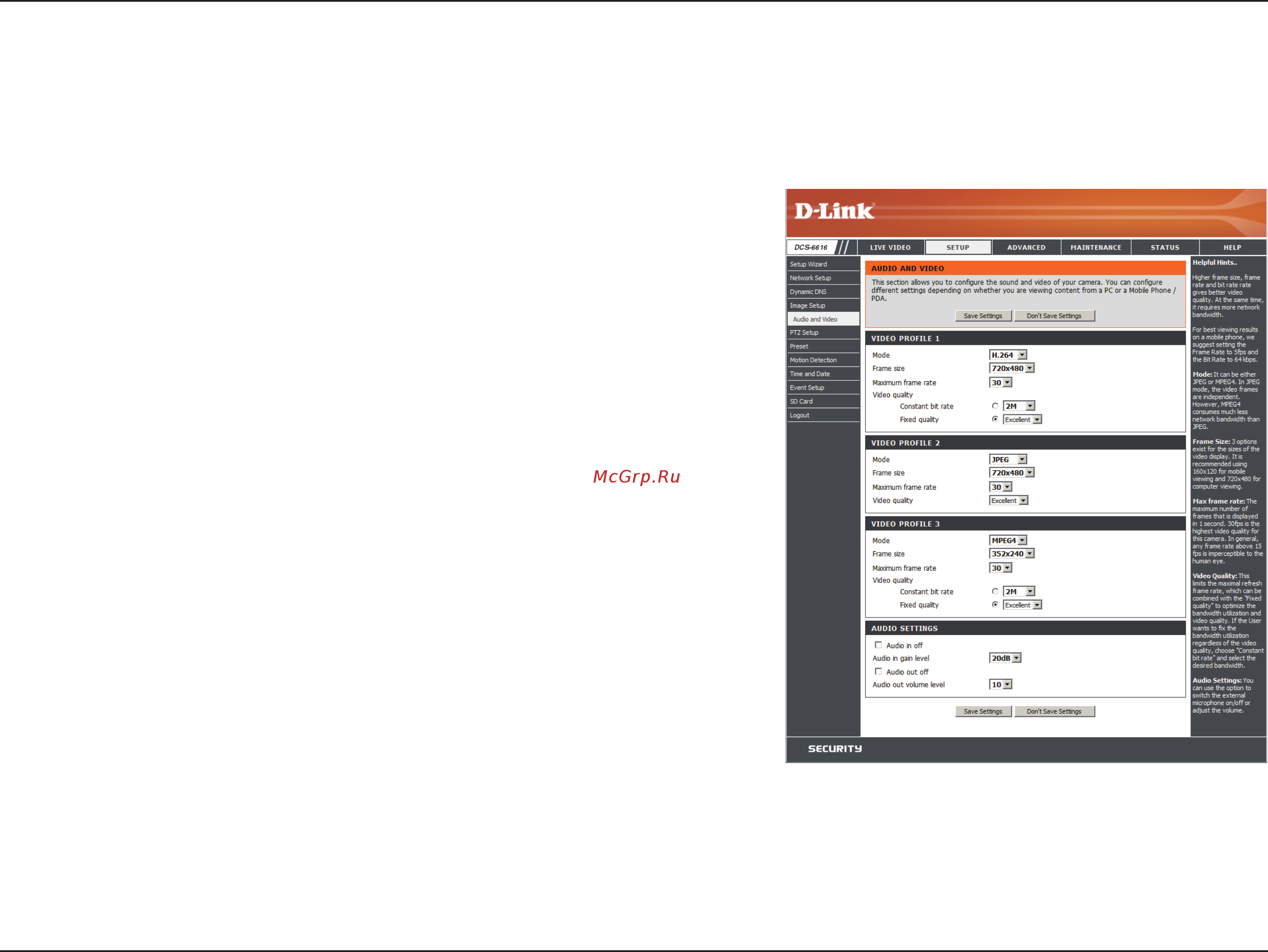 D-Link DCS-6616 [32/62] Audio and video