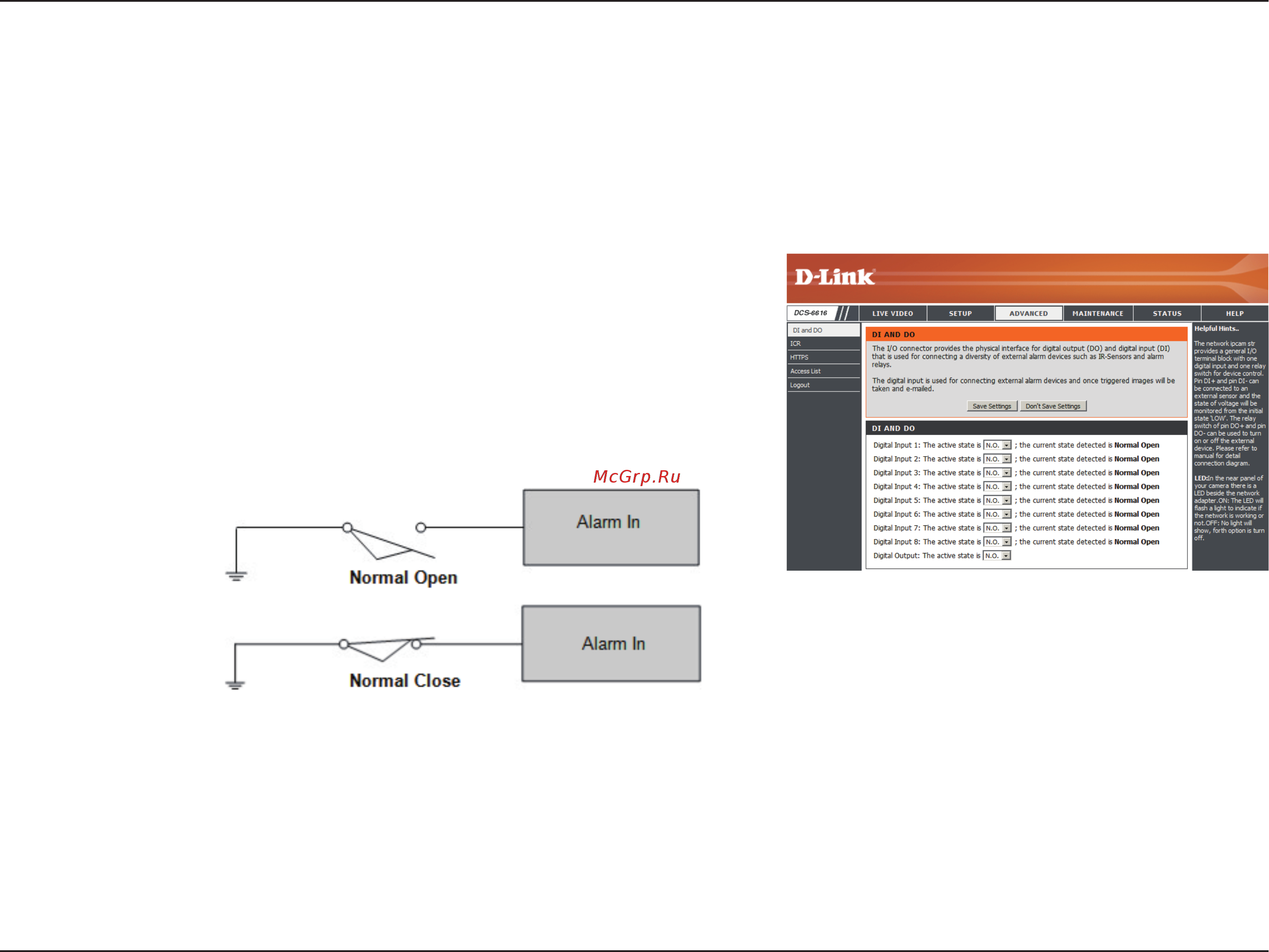 D-Link DCS-6616 [47/62] Di and do digital input output