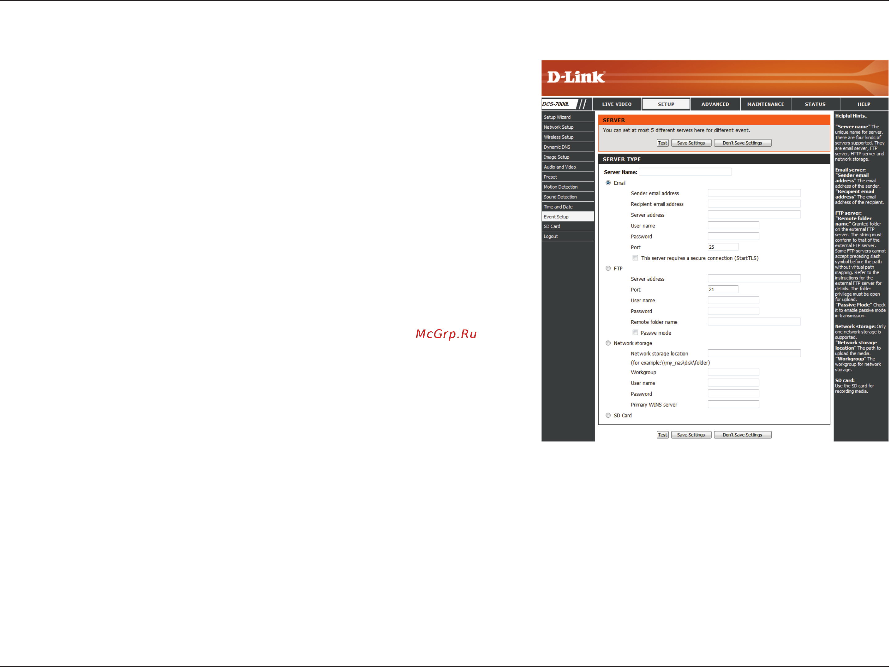 D-Link DCS-7000L [47/63] Add server