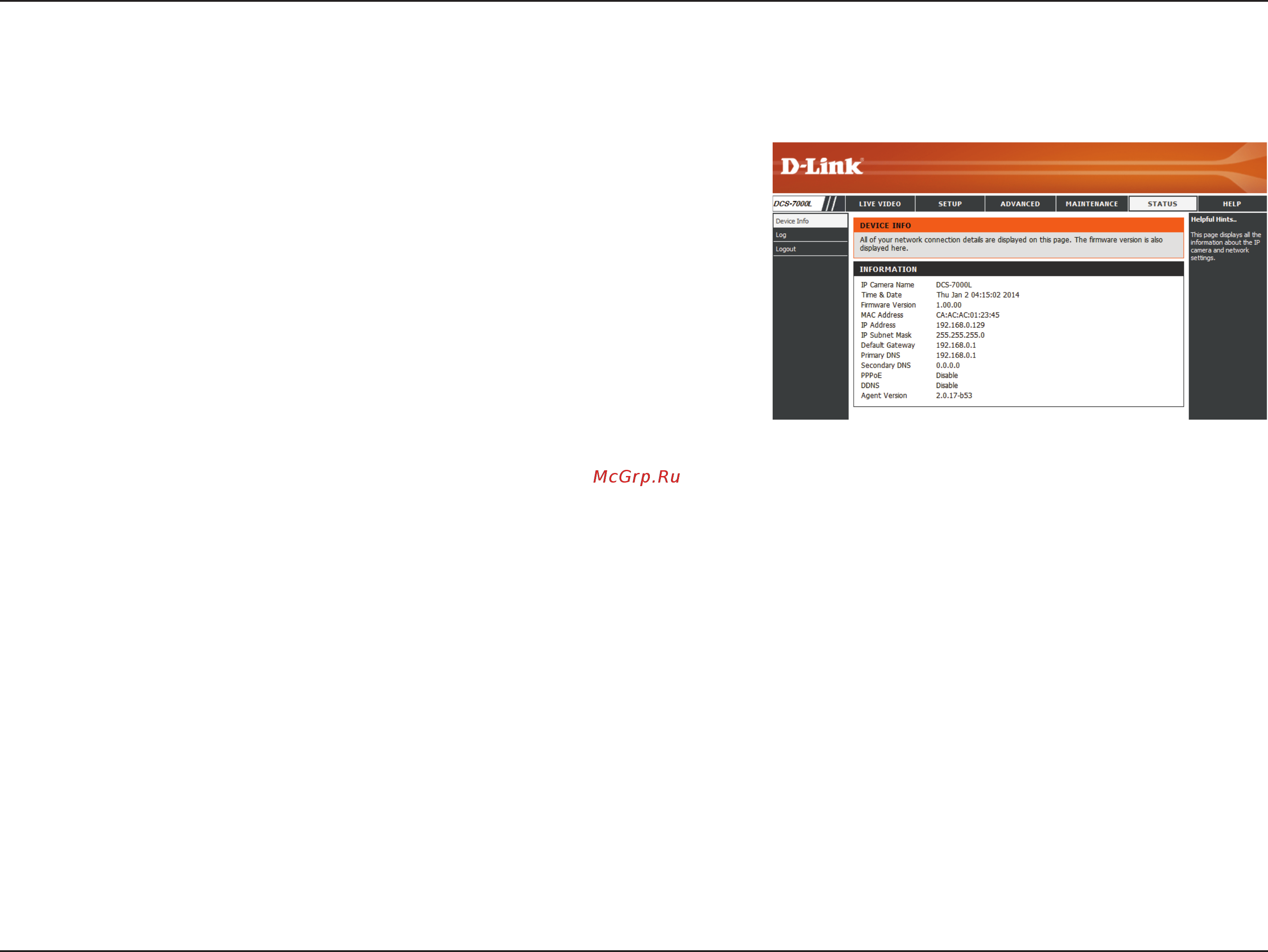 D-Link DCS-7000L [59/63] Status