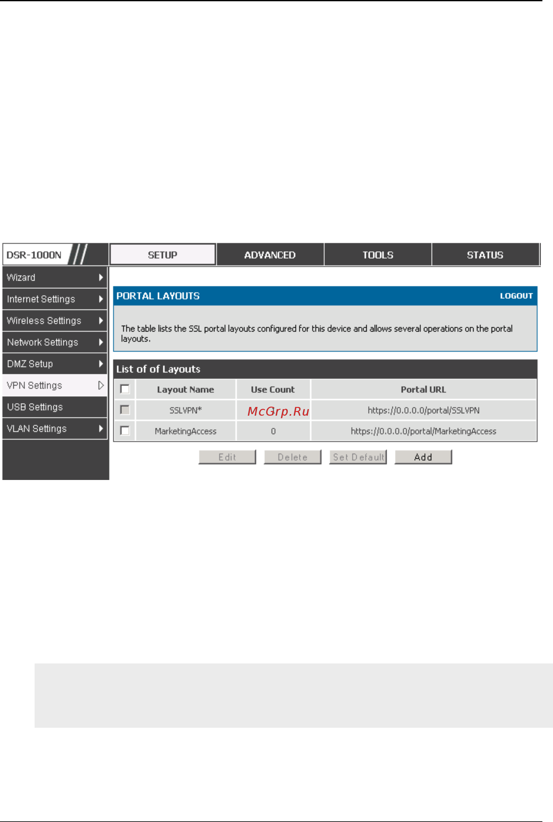 D-Link DSR-150 [149/274] Creating portal layouts