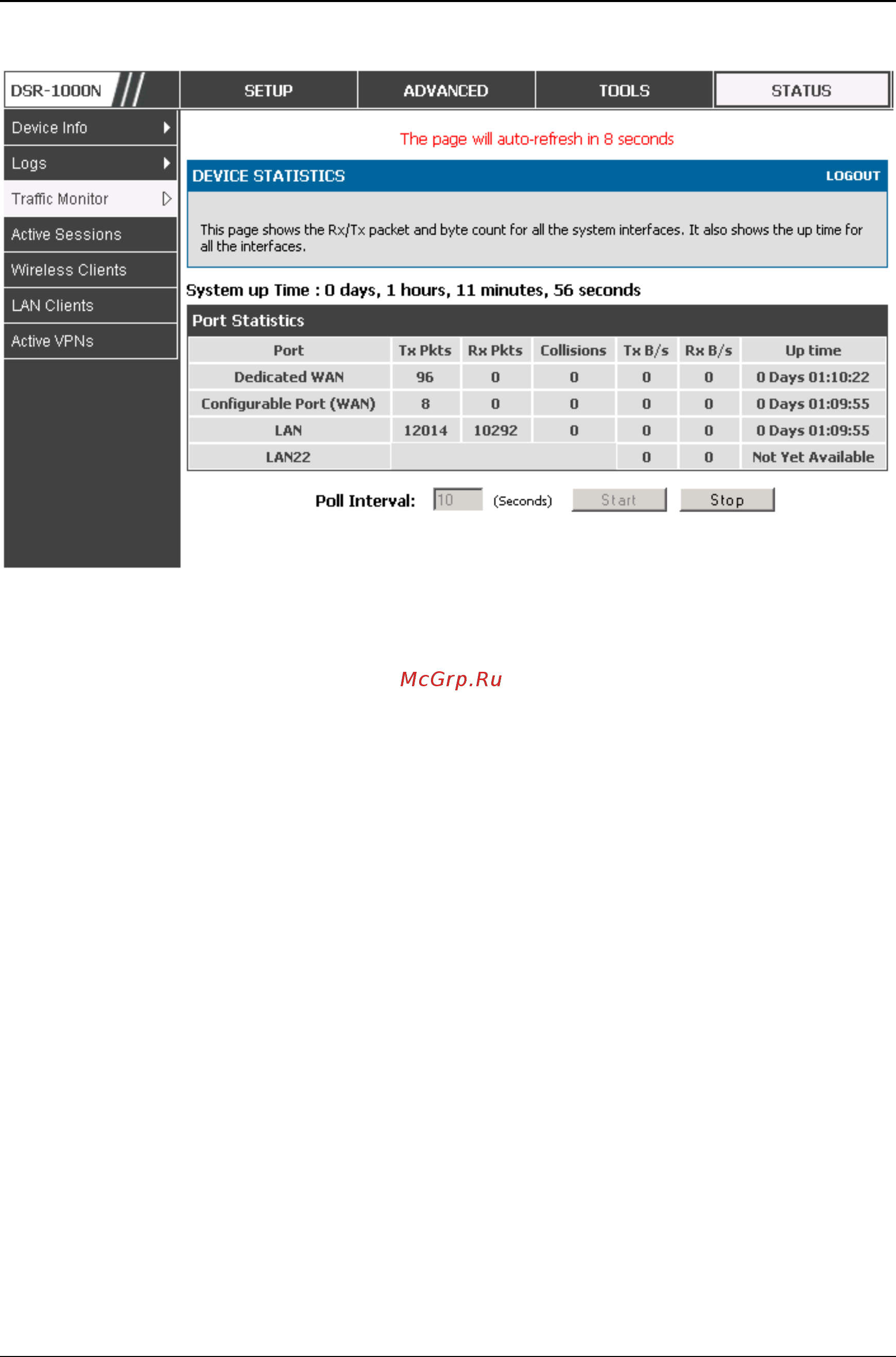 D-Link DSR-150 [190/274] Wireless statistics
