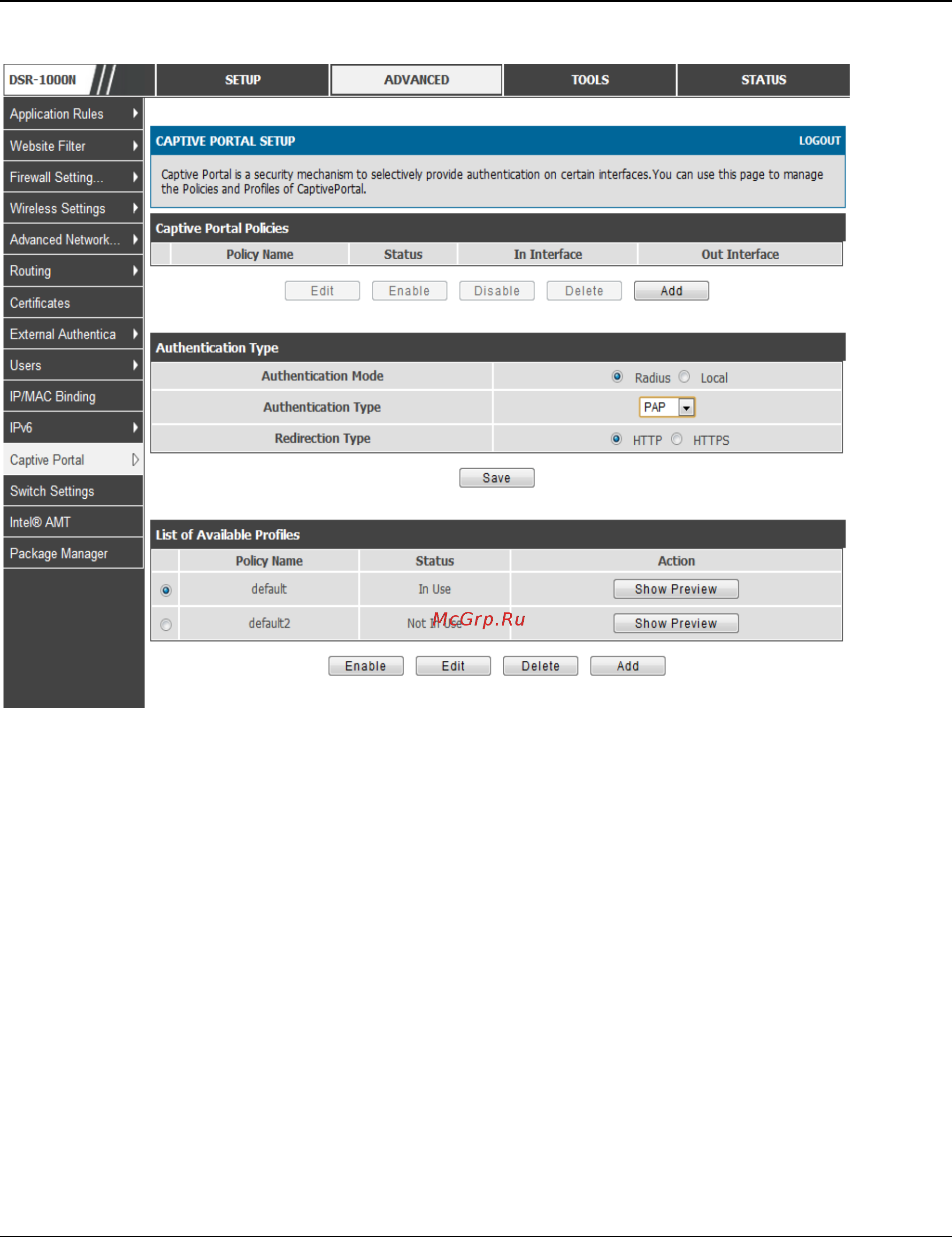 D-Link DSR-150 [34/274] Figure 15 captive portal setup