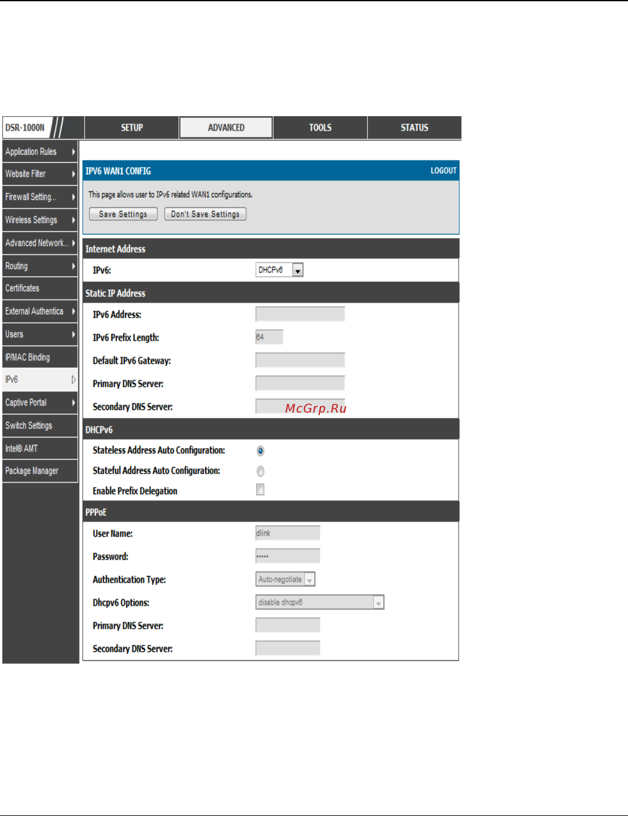 D-Link DSR-150 [44/274] Figure 24 ipv6 wan setup page