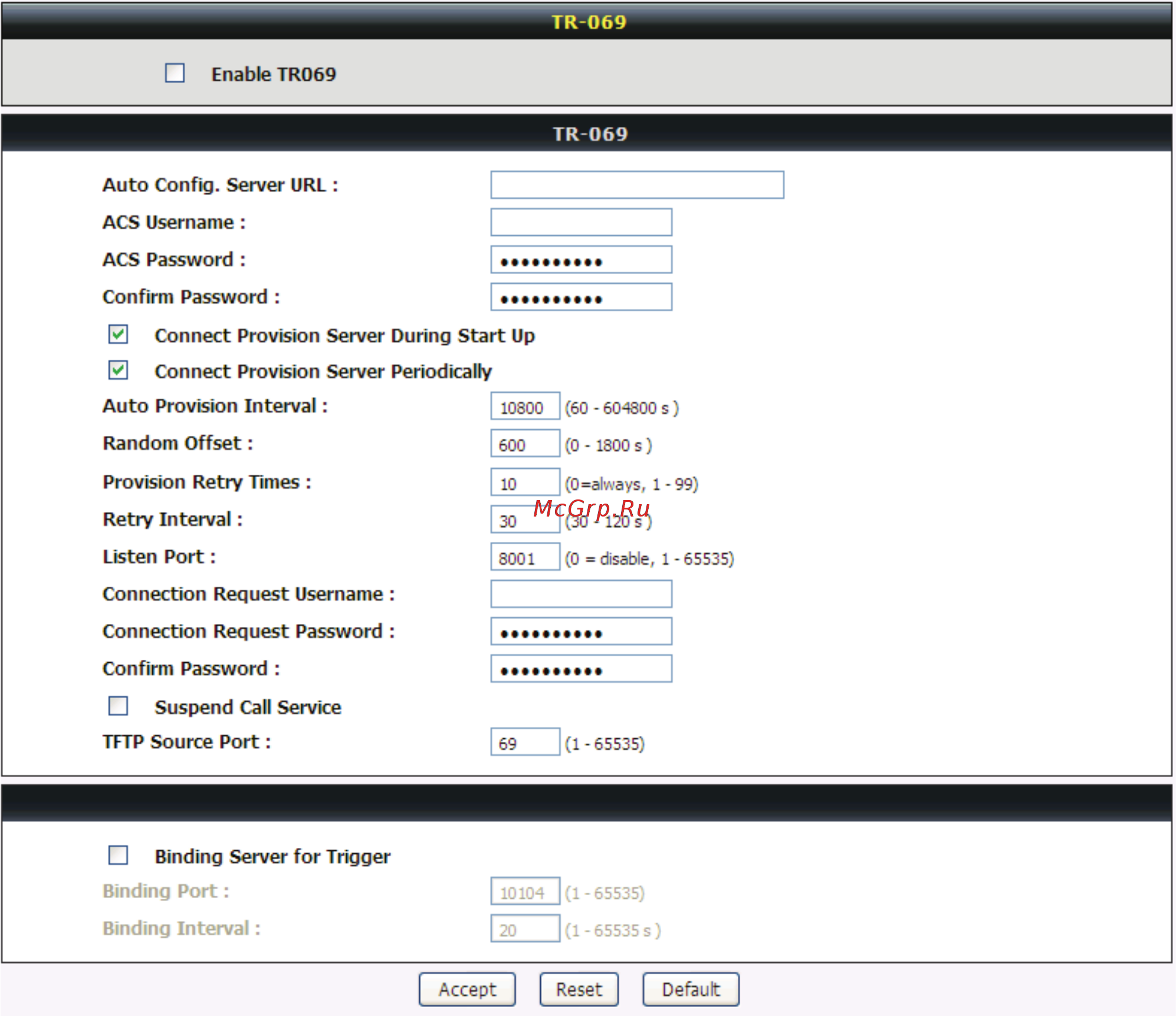 D-Link DVG-5008SG [52/81] 4 5 tr069