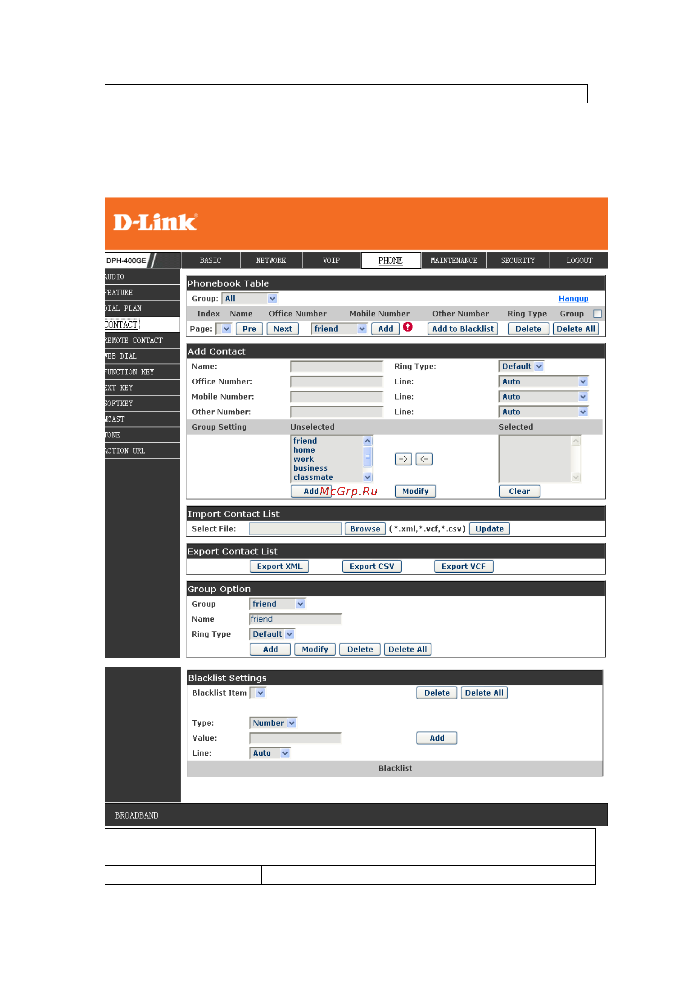 D-Link DPH-400GE [67/96] Contact