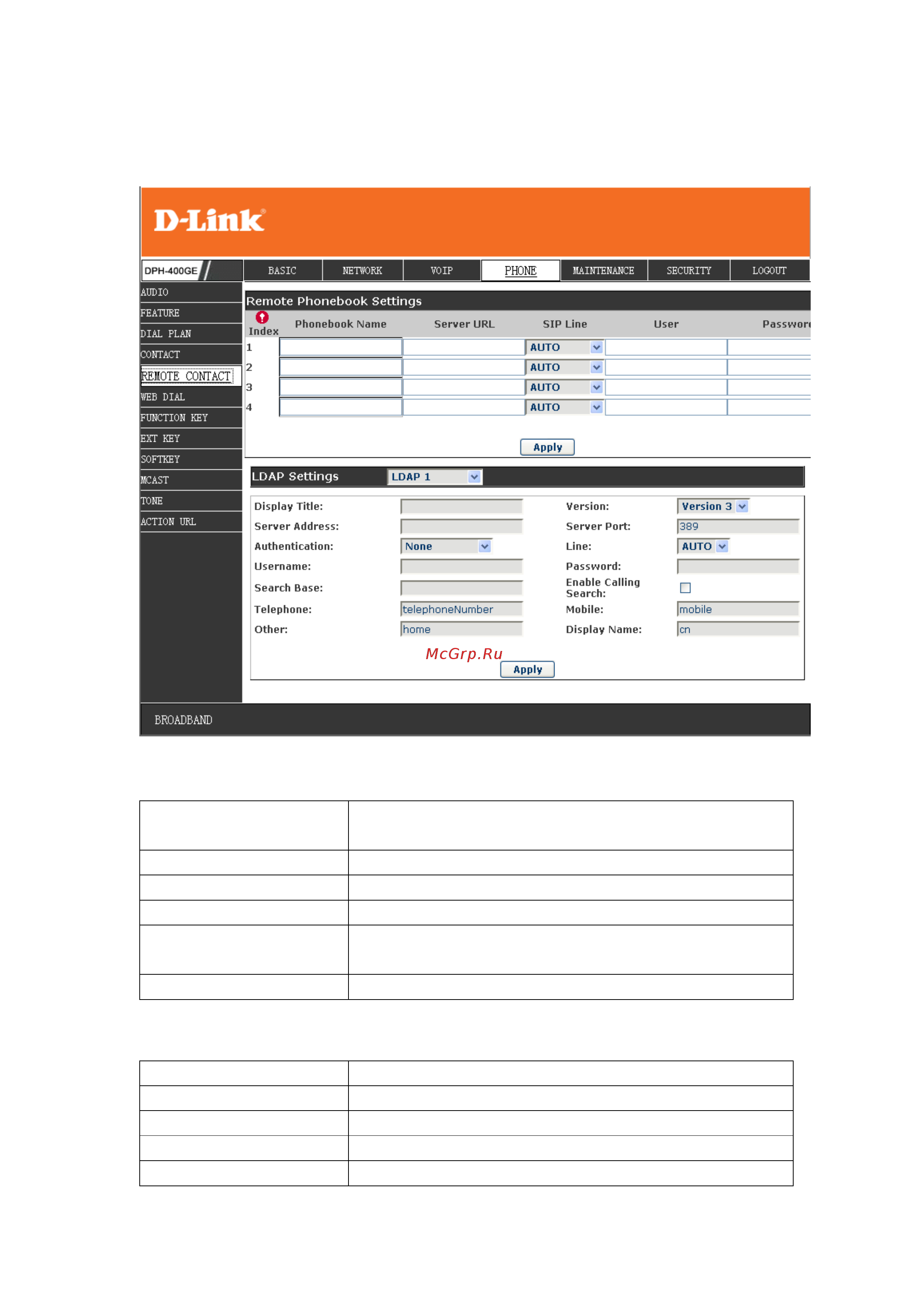 D-Link DPH-400GE [70/96] Remote contact