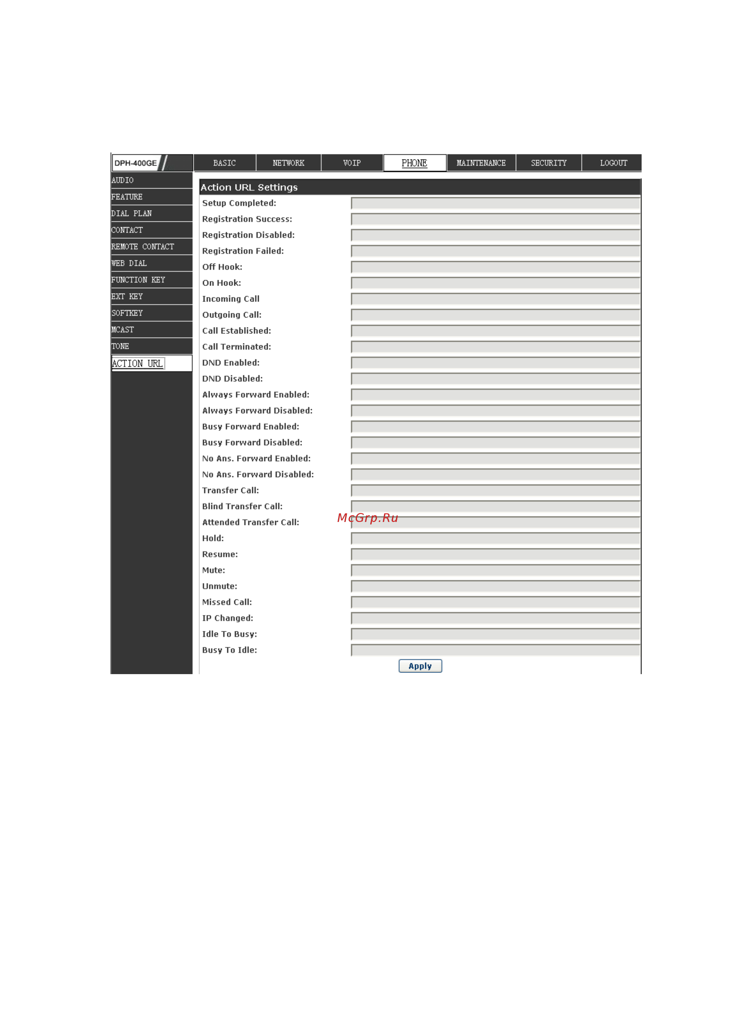 D-Link DPH-400GE [75/96] Action url