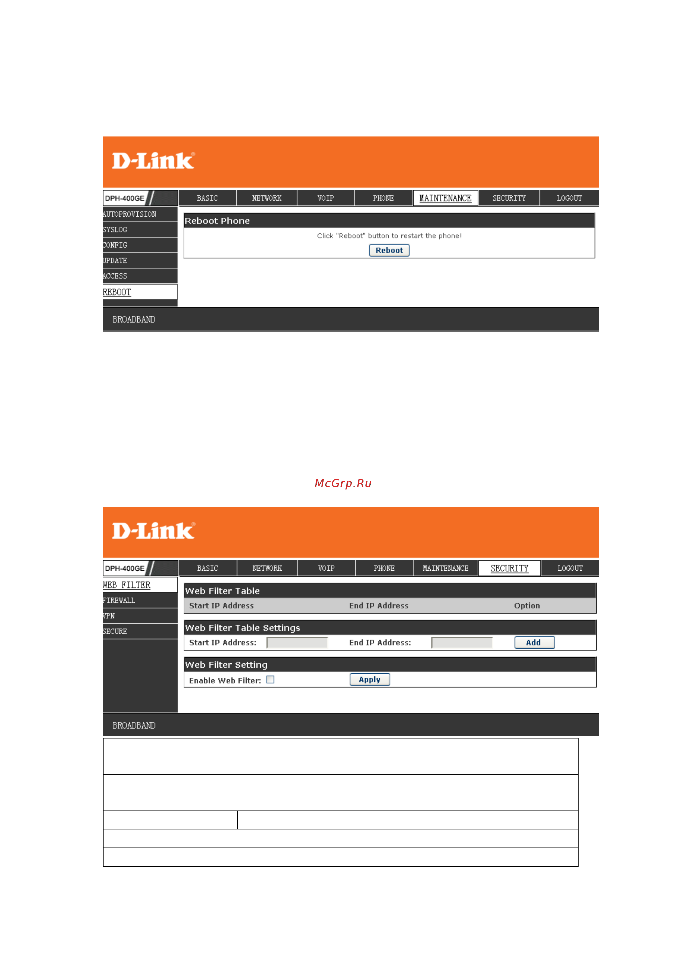 D-Link DPH-400GE [88/96] Security
