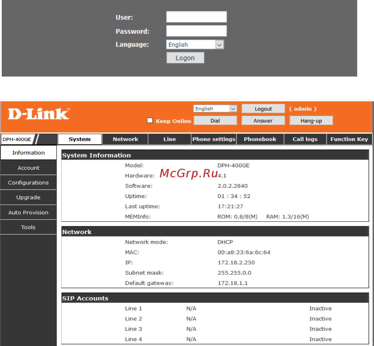 D-Link DPH-400GE [13/19] Вход в web интерфейс