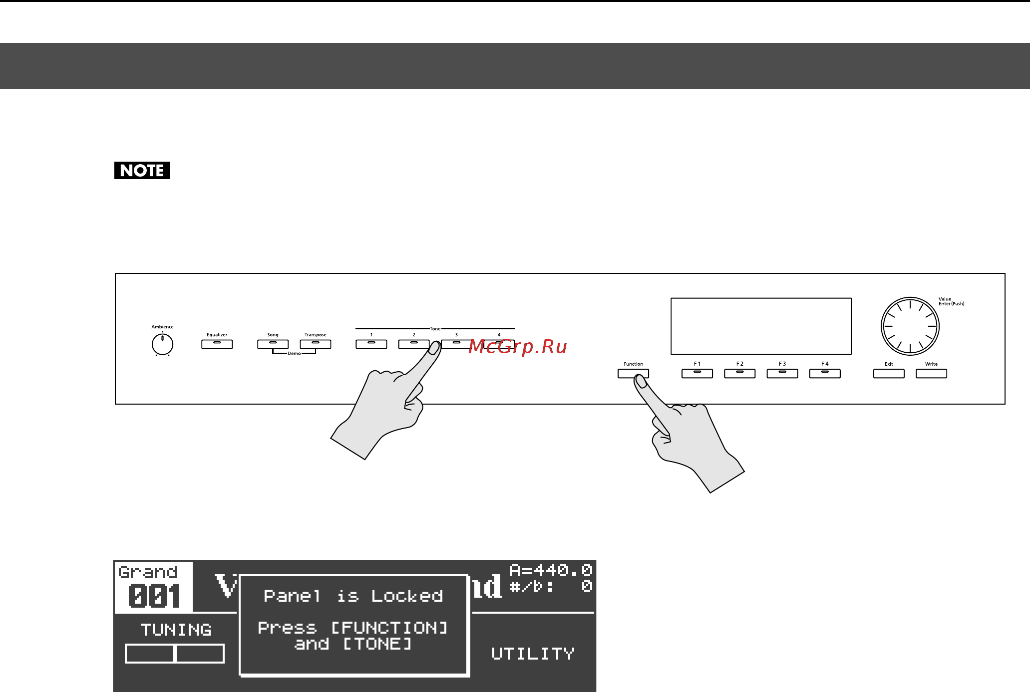 Roland GP-7-PE [36/85] Блокировка кнопок панели panel lock