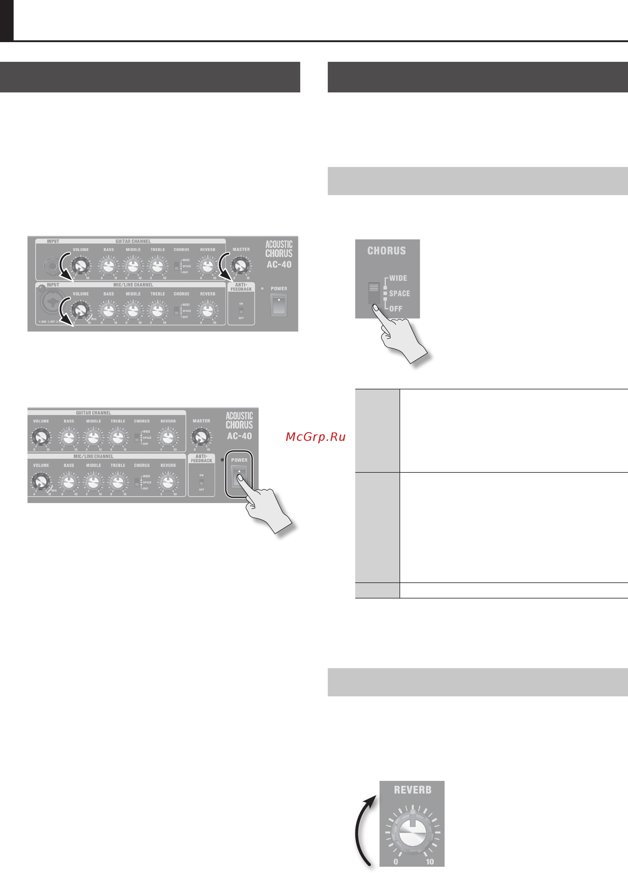 Roland AC-40 [6/15] Работа с прибором