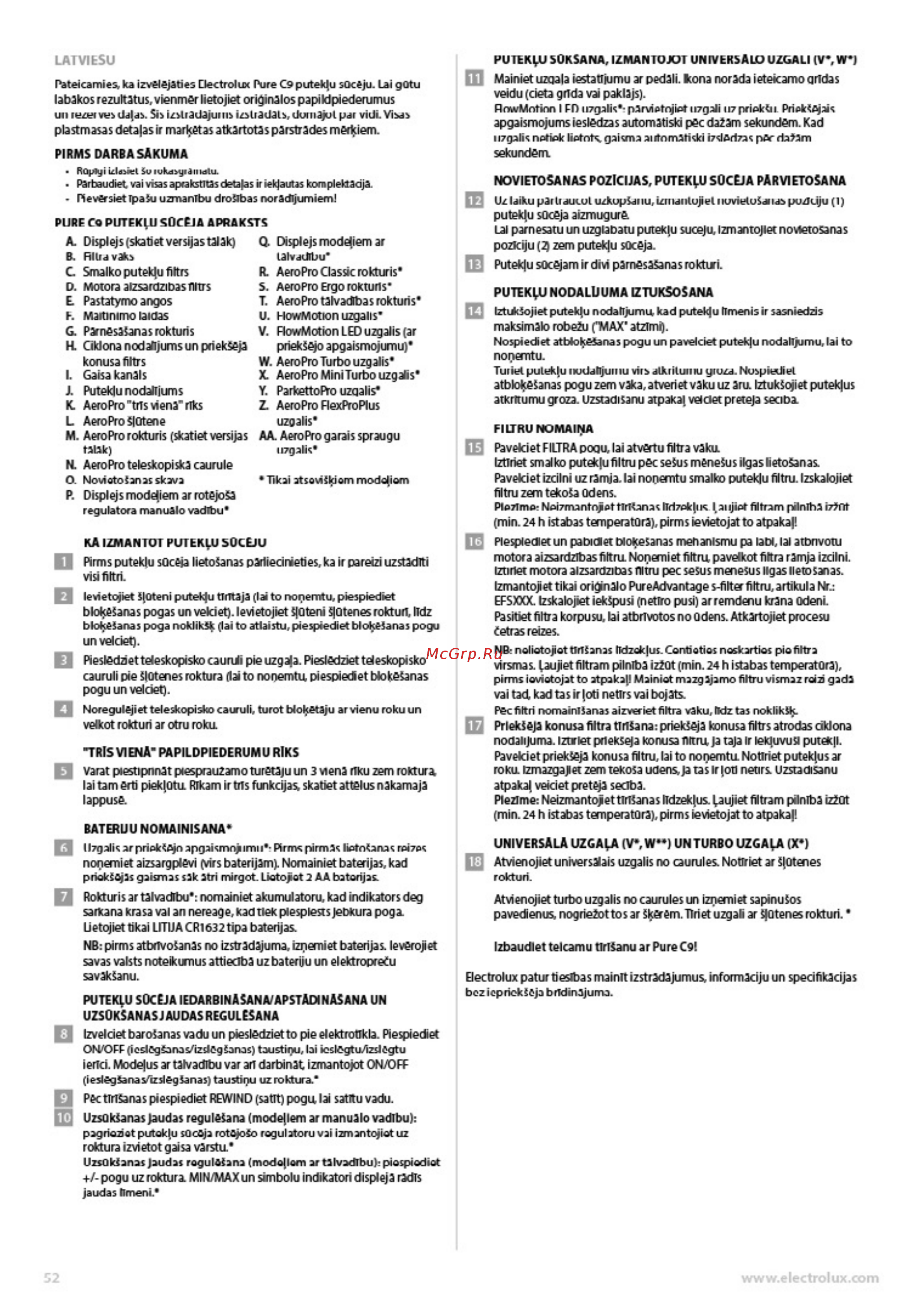 Electrolux PC91-H6STM [52/88] Iedarbina