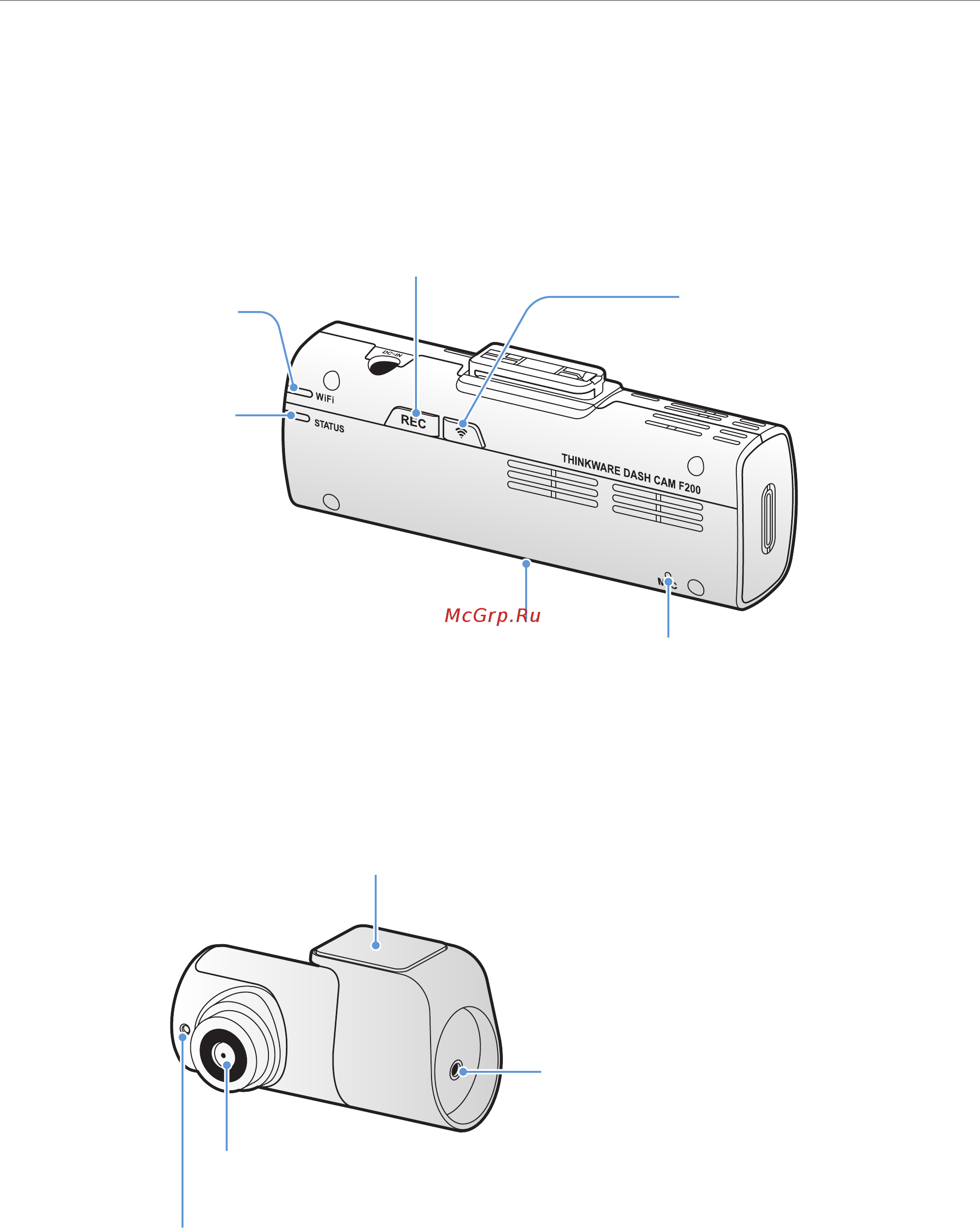 Thinkware DASH CAM F200 2CH [13/51] Передняя камера основное устройство вид сзади