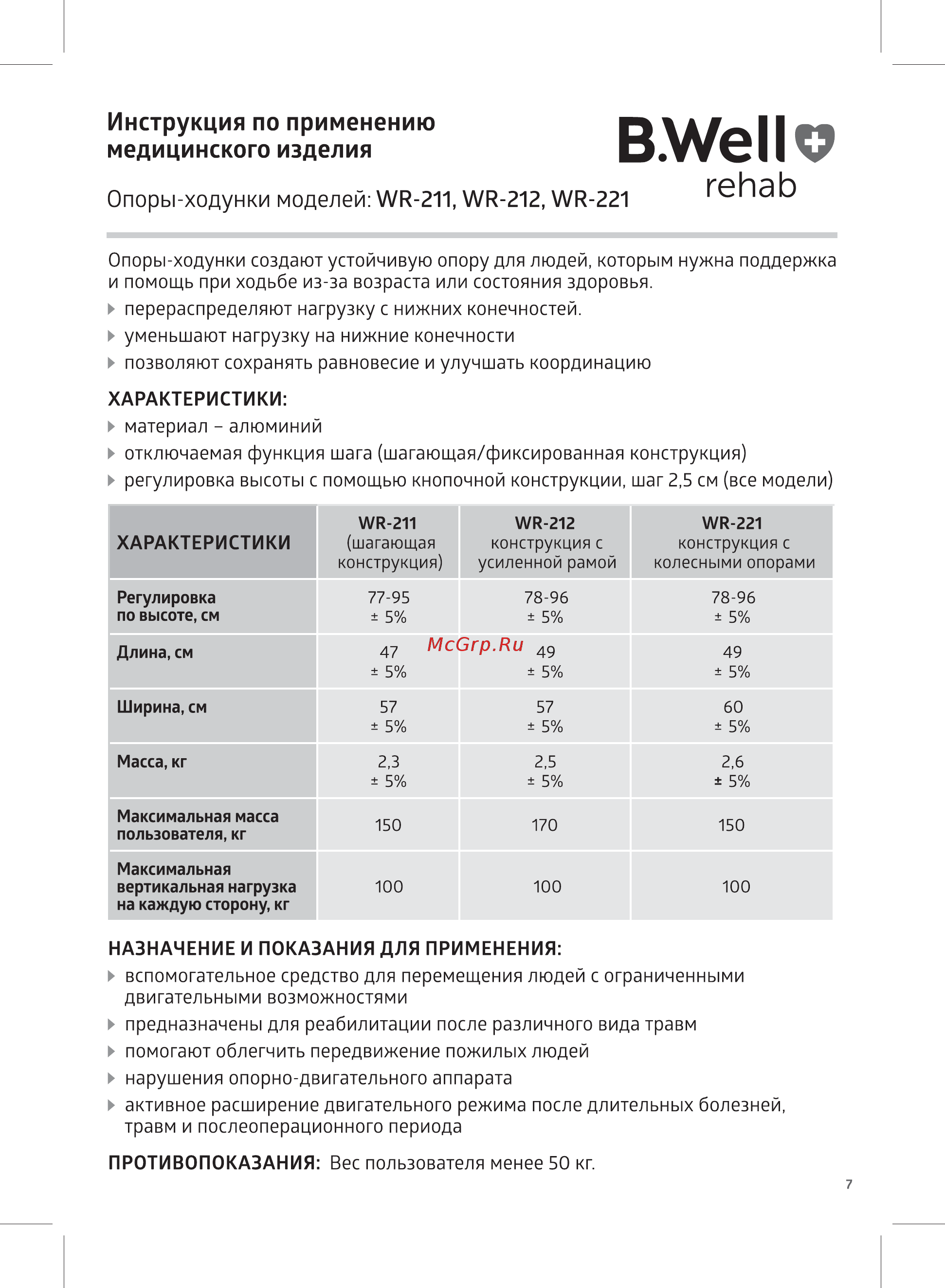 B.Well WR-413 [7/12] Инструкция по применению медицинского изделия
