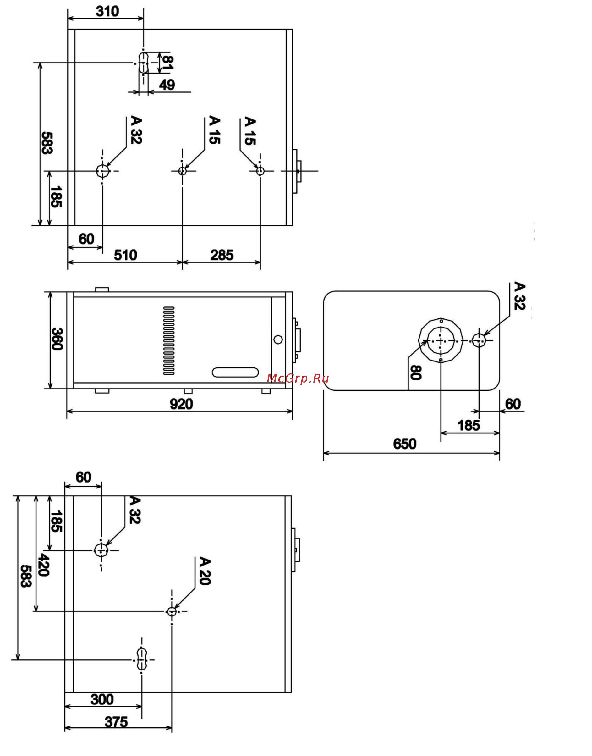 Kiturami STSG-30R [10/58] Габаритные и присоединительные размеры котла