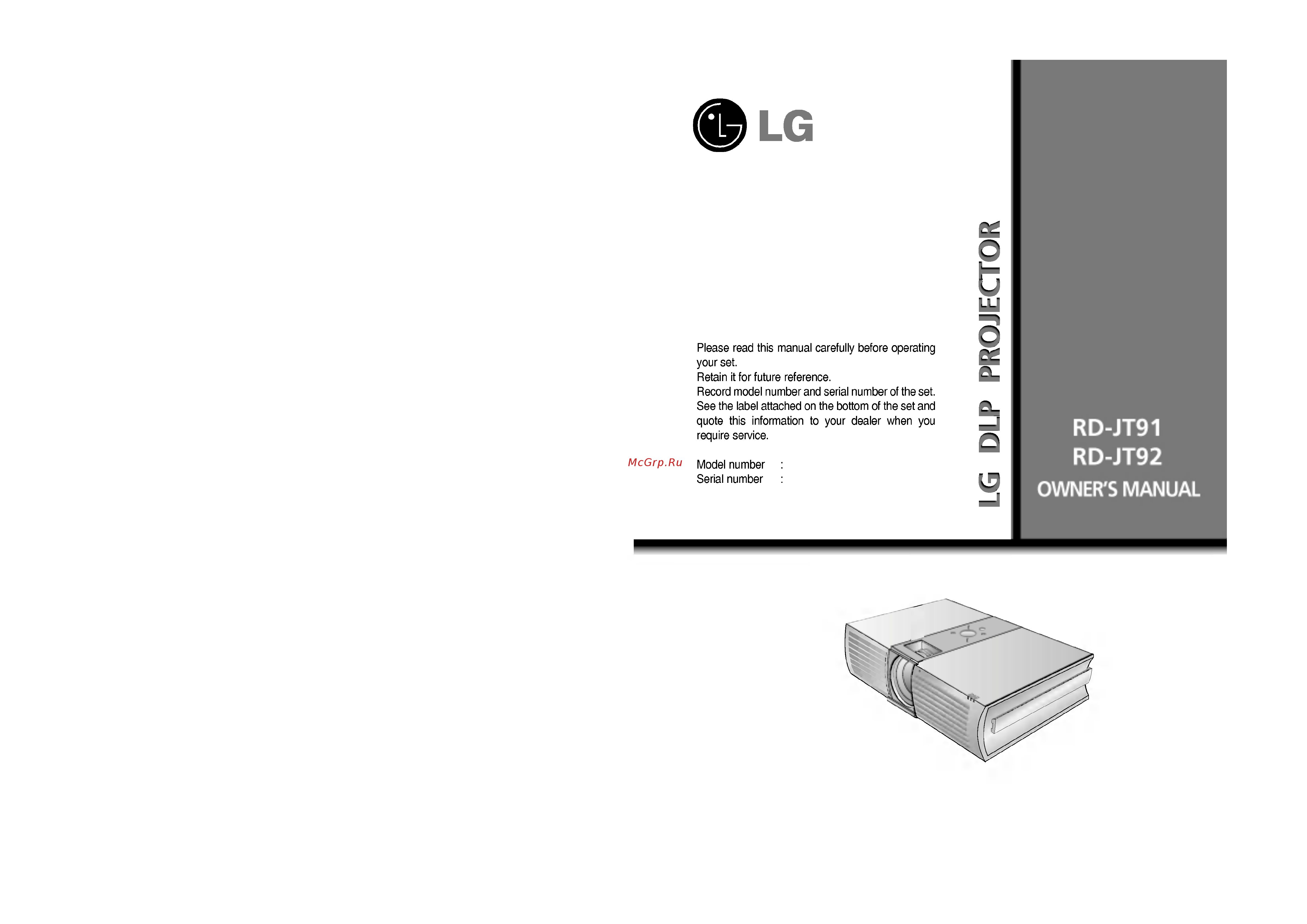 LG RD-JT92 Руководство пользователя онлайн