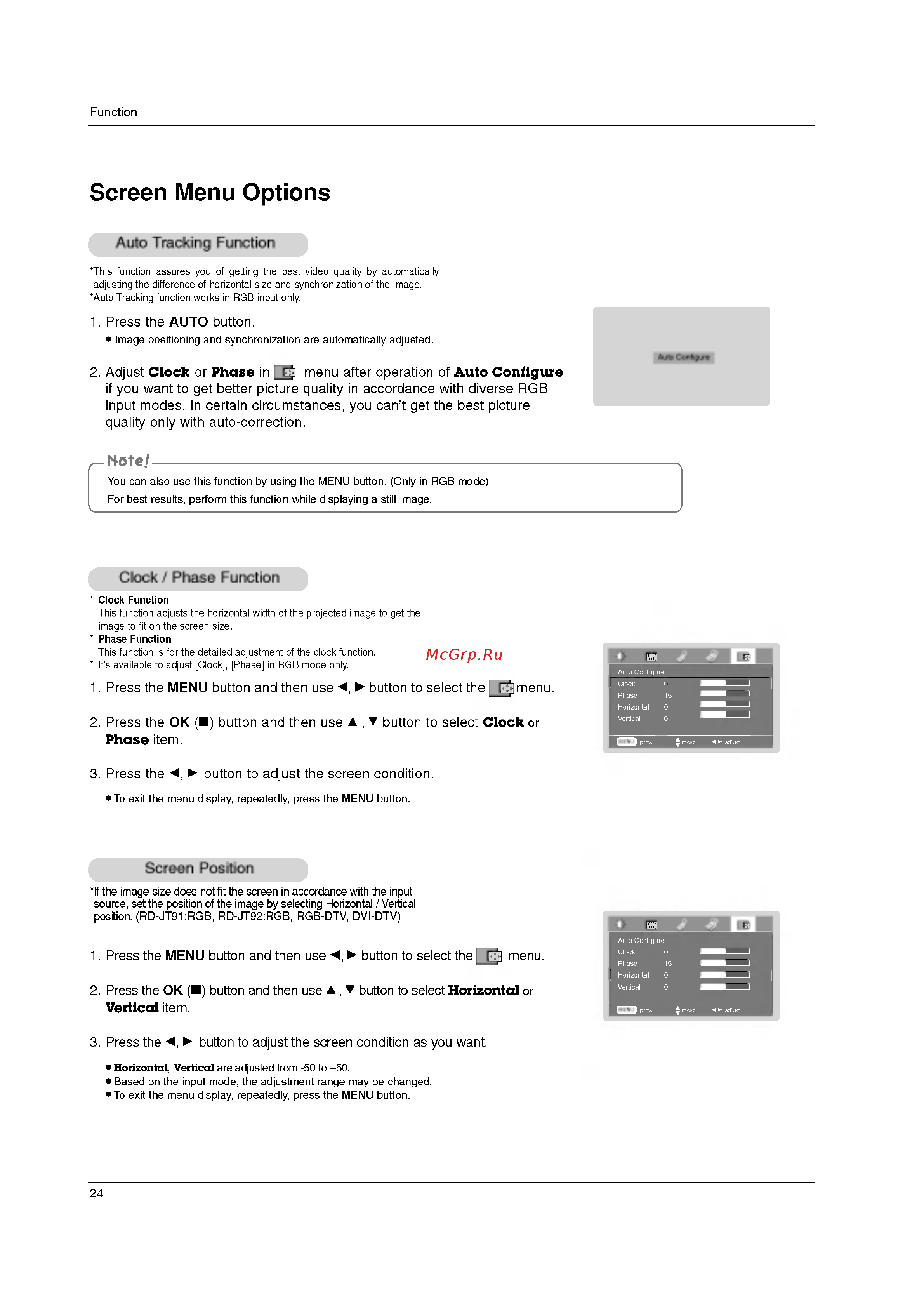 LG RD-JT92 [24/28] Opt i ons