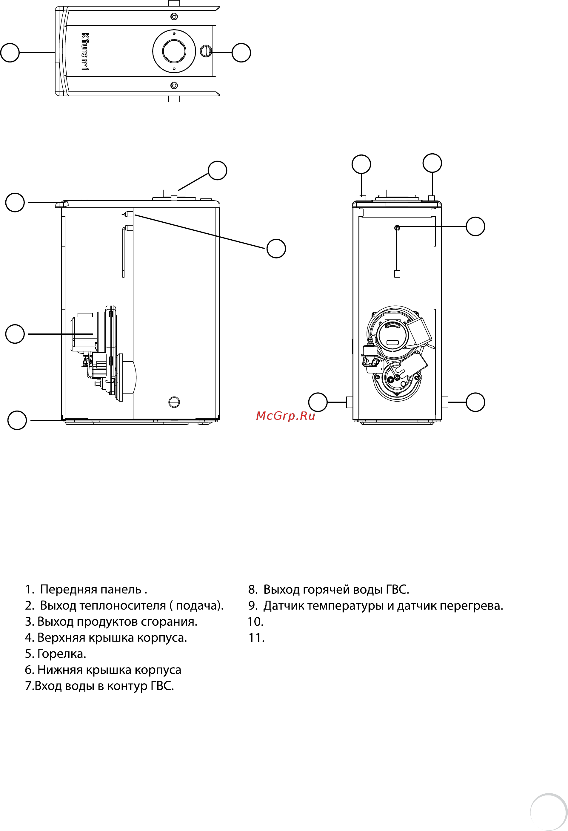 Kiturami Turbo HI FIN 30 [11/88] Устройство котла 7 устройство и назначение основных частей