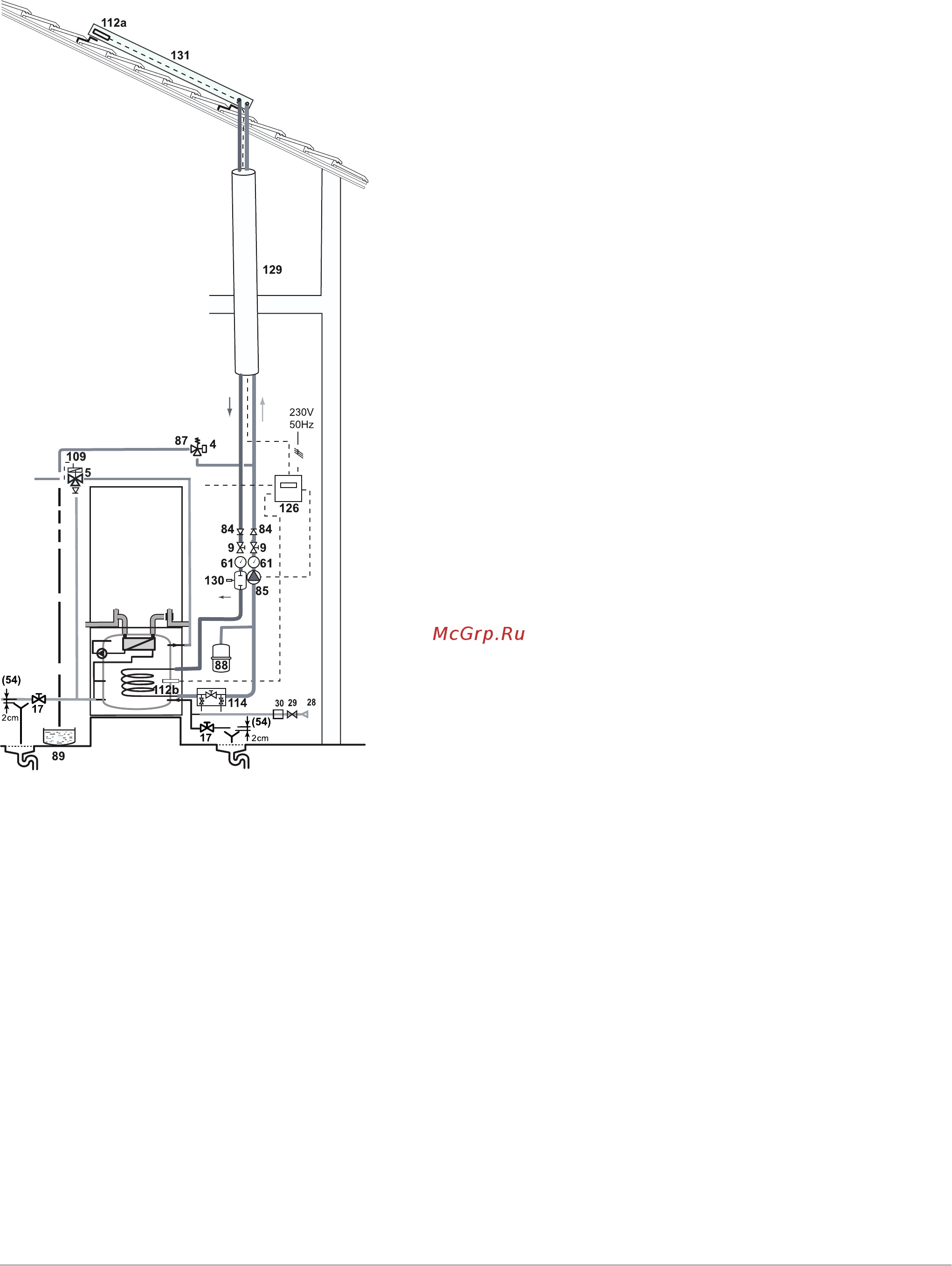 De Dietrich GSHP 15 TR/ B 200 GSHL [23/48] Схема гидравлических подключений