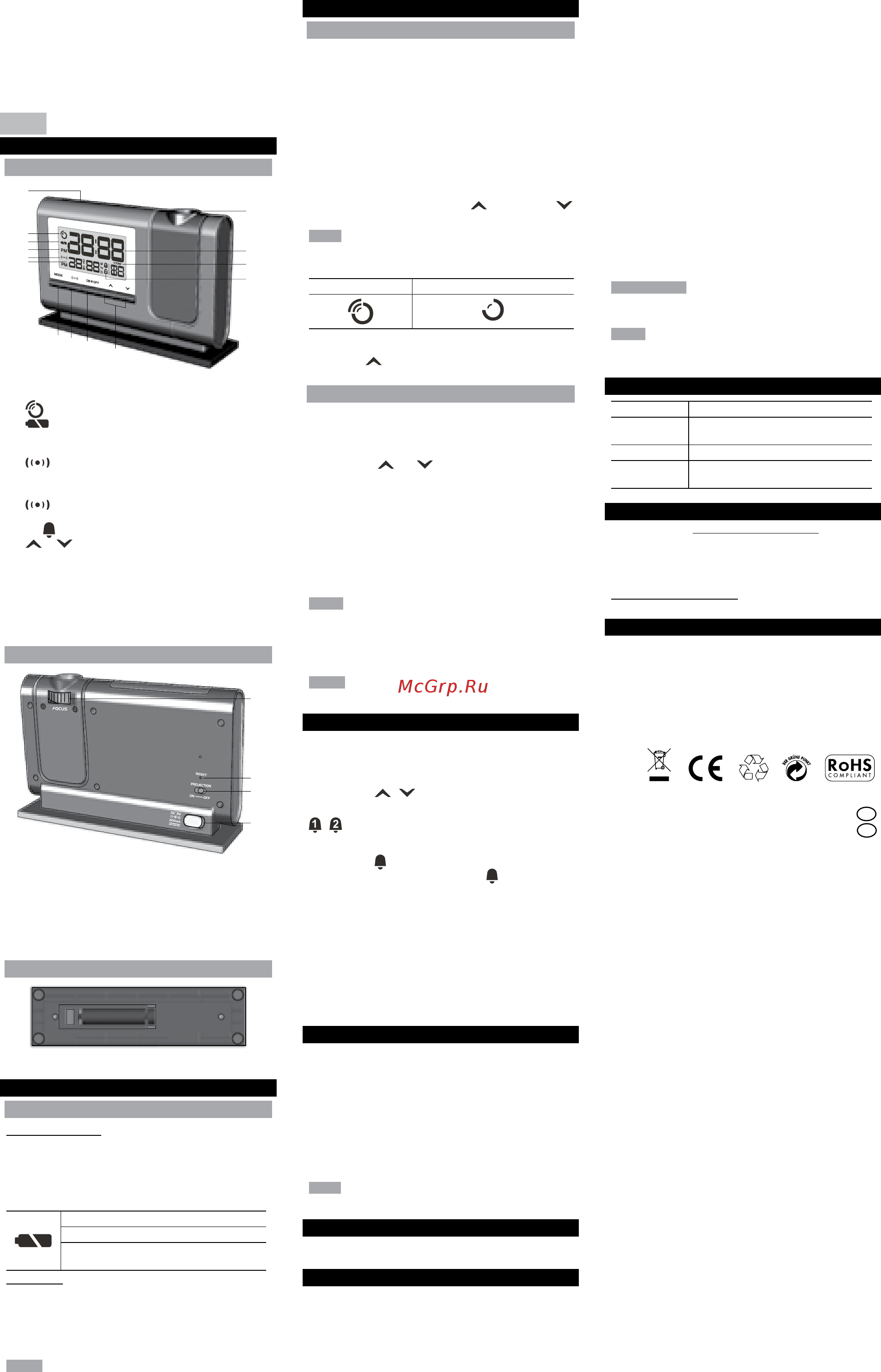 Oregon Scientific RM308PA-S [7/10] Klassieke dual alarm projectieklok model rm308p rm308pa rm308pu ra308ph