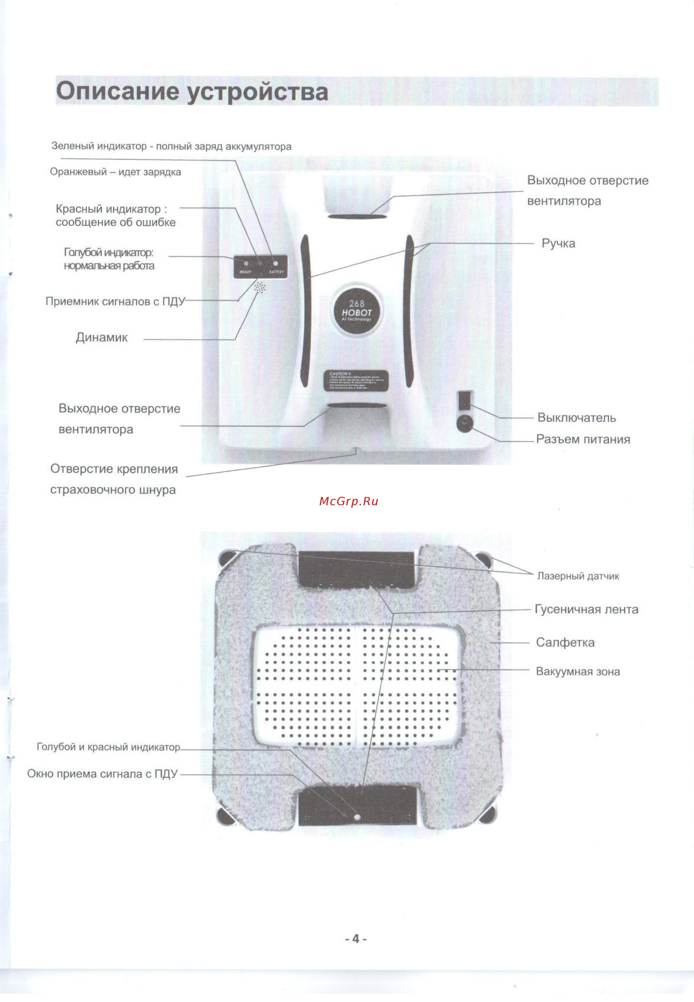 HOBOT 288 [3/14] Описание устройства