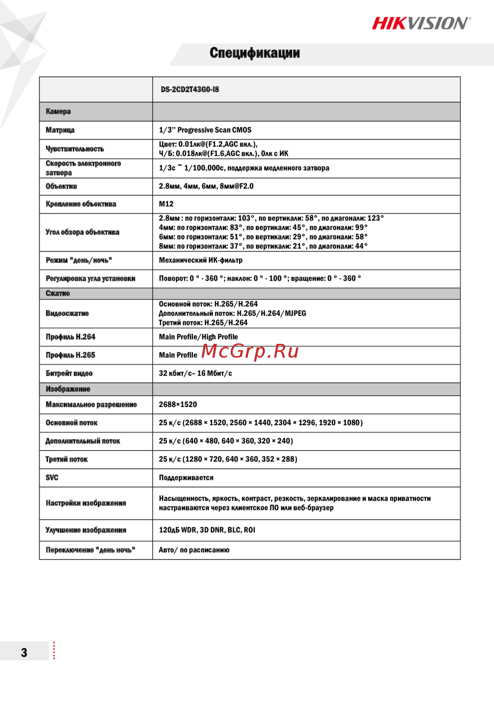 Hikvision DS-2CD2T43G0-I8 (8 мм)