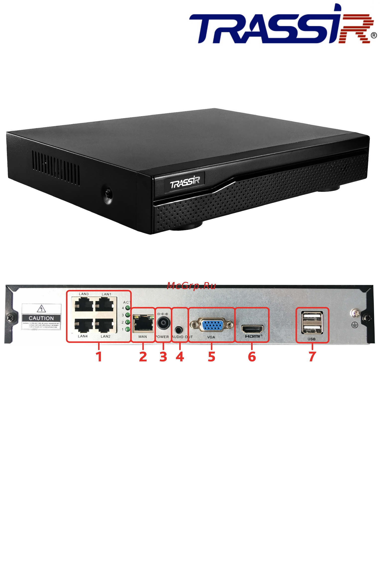 Trassir NVR-1104P Технический паспорт онлайн