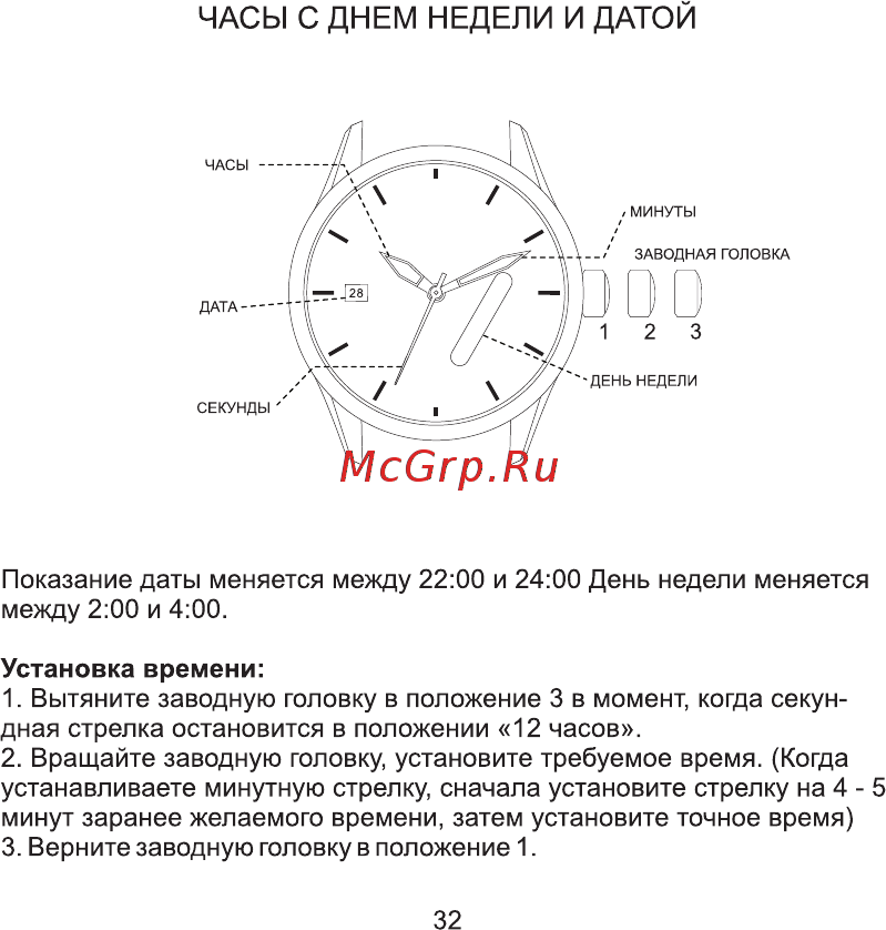 AVI-8 AV-4063-02 [32/46] Часы с днем недели и датой