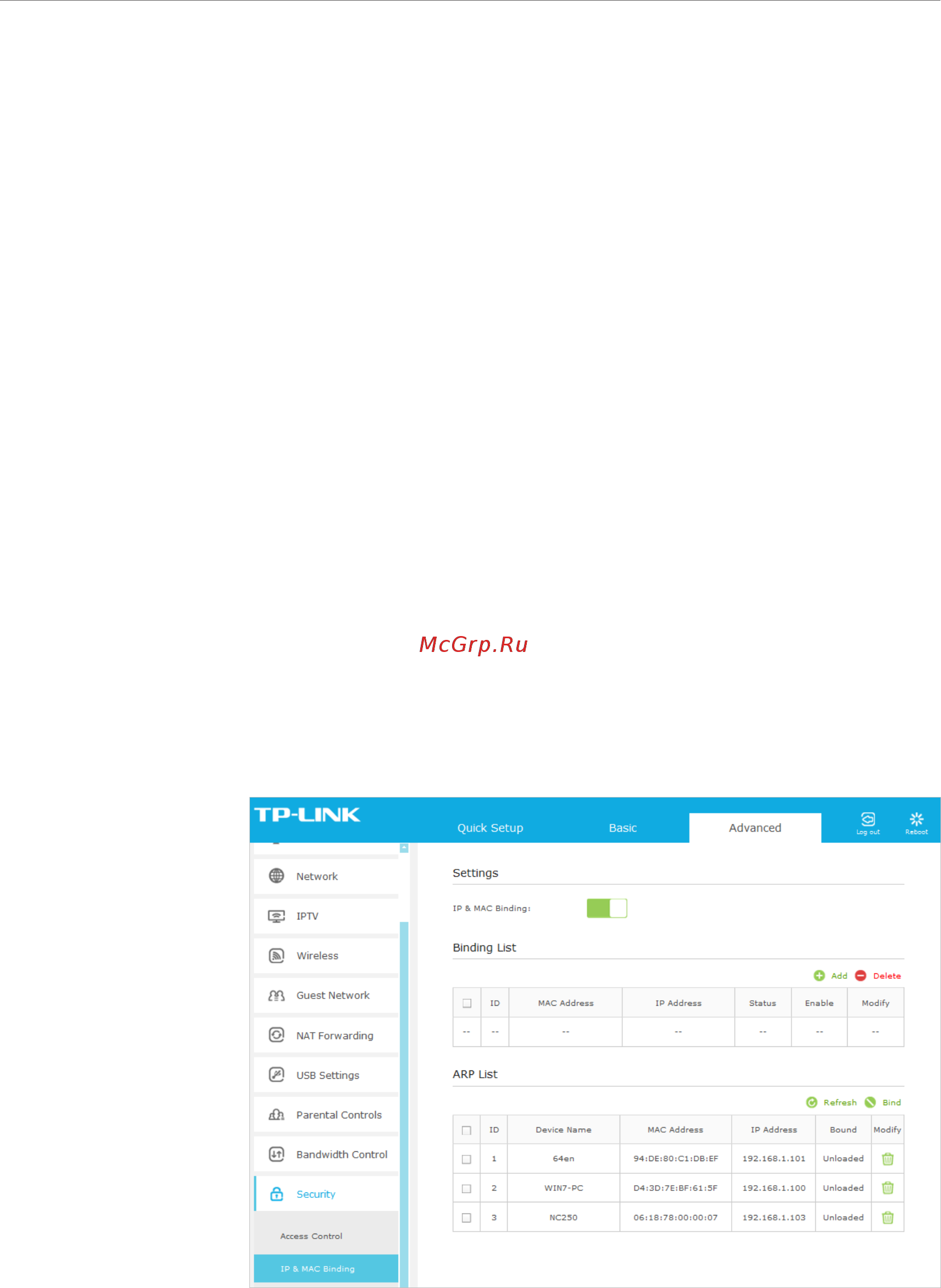 Tp-Link Archer MR200 V1 [30/97] Ip mac binding