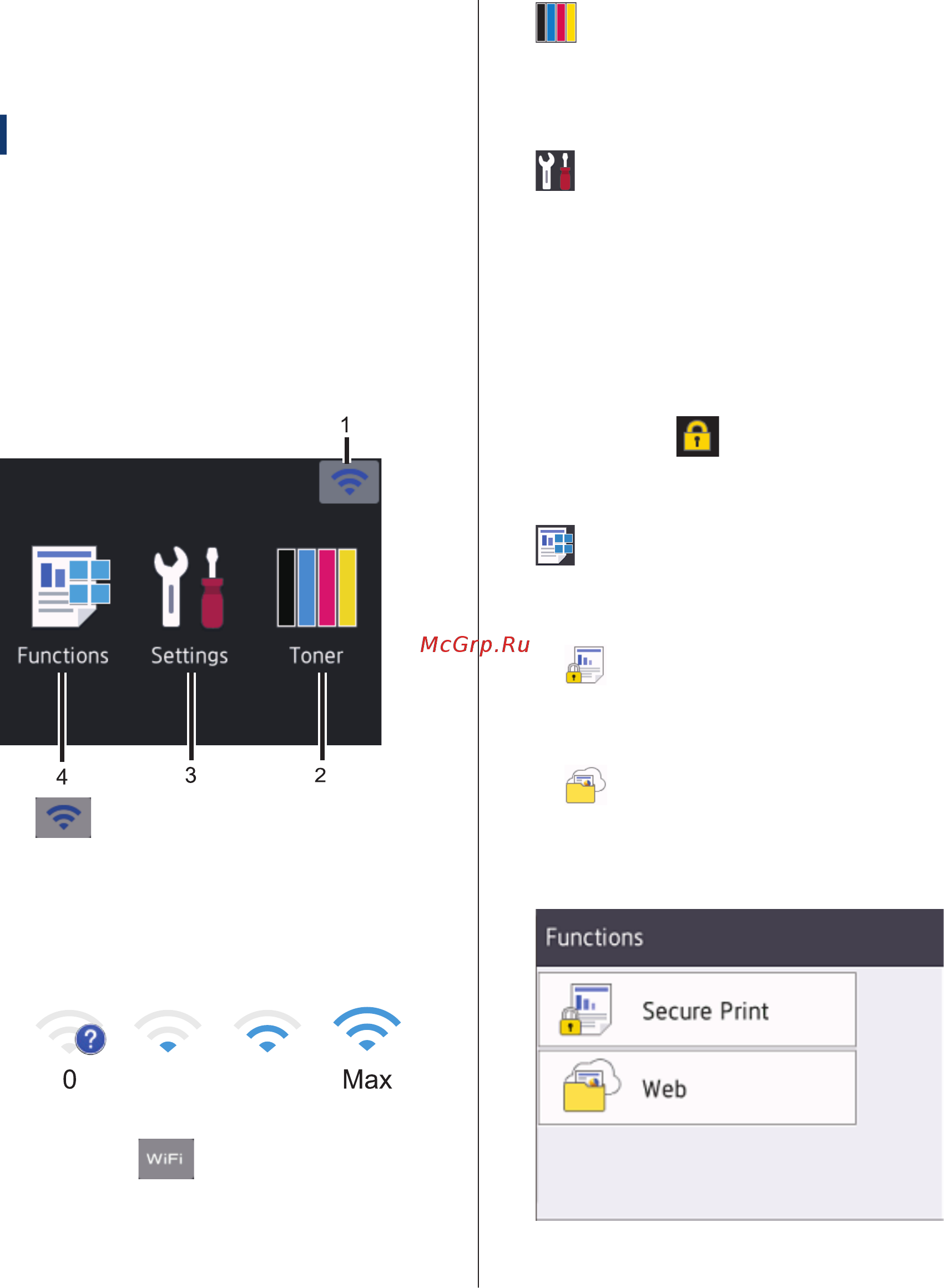 Brother HL-L3270CDW [9/18] Обзор сенсорного жк дисплея