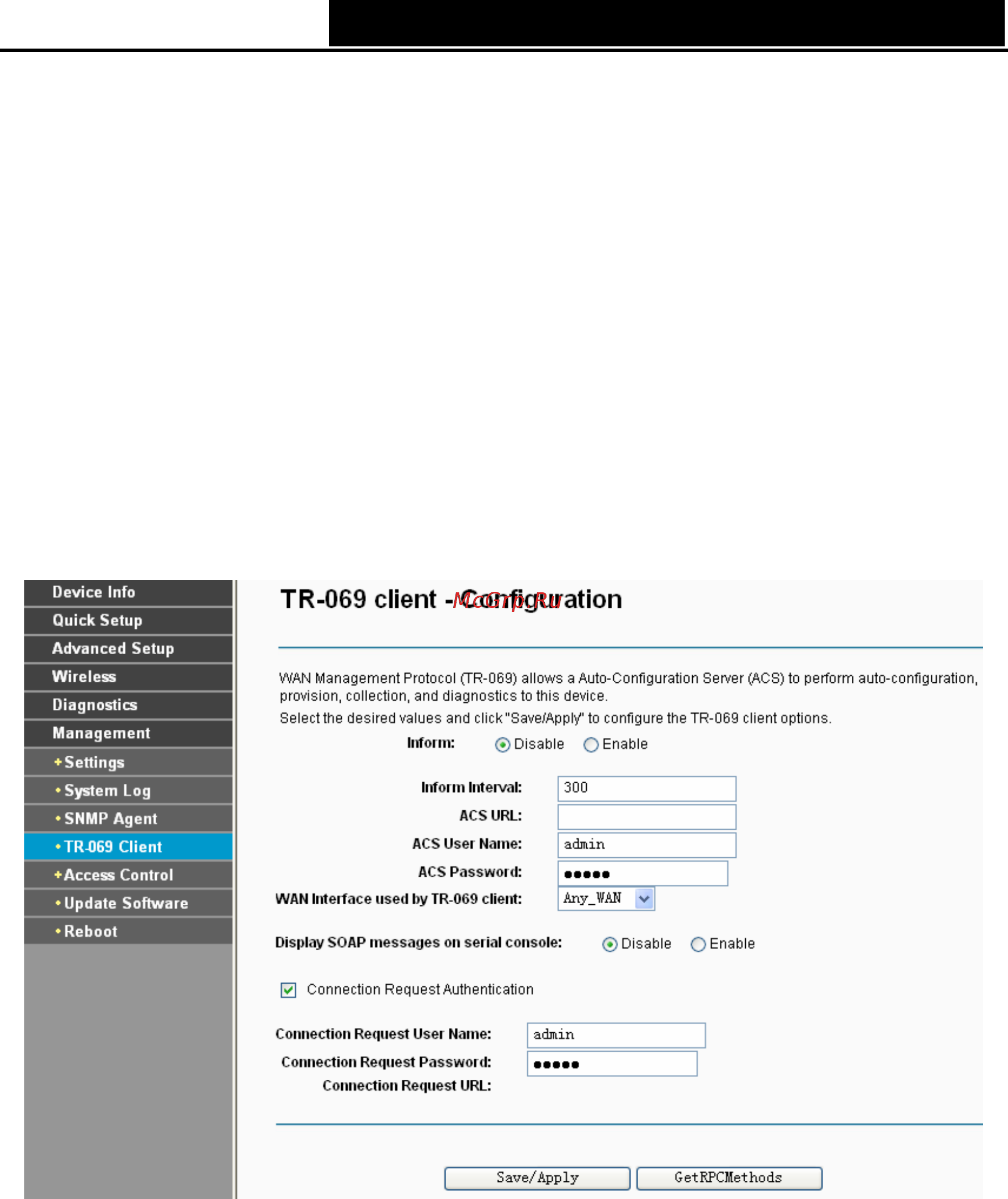 Tp-Link TD-W8960N V3 [103/122] Tr 069 client