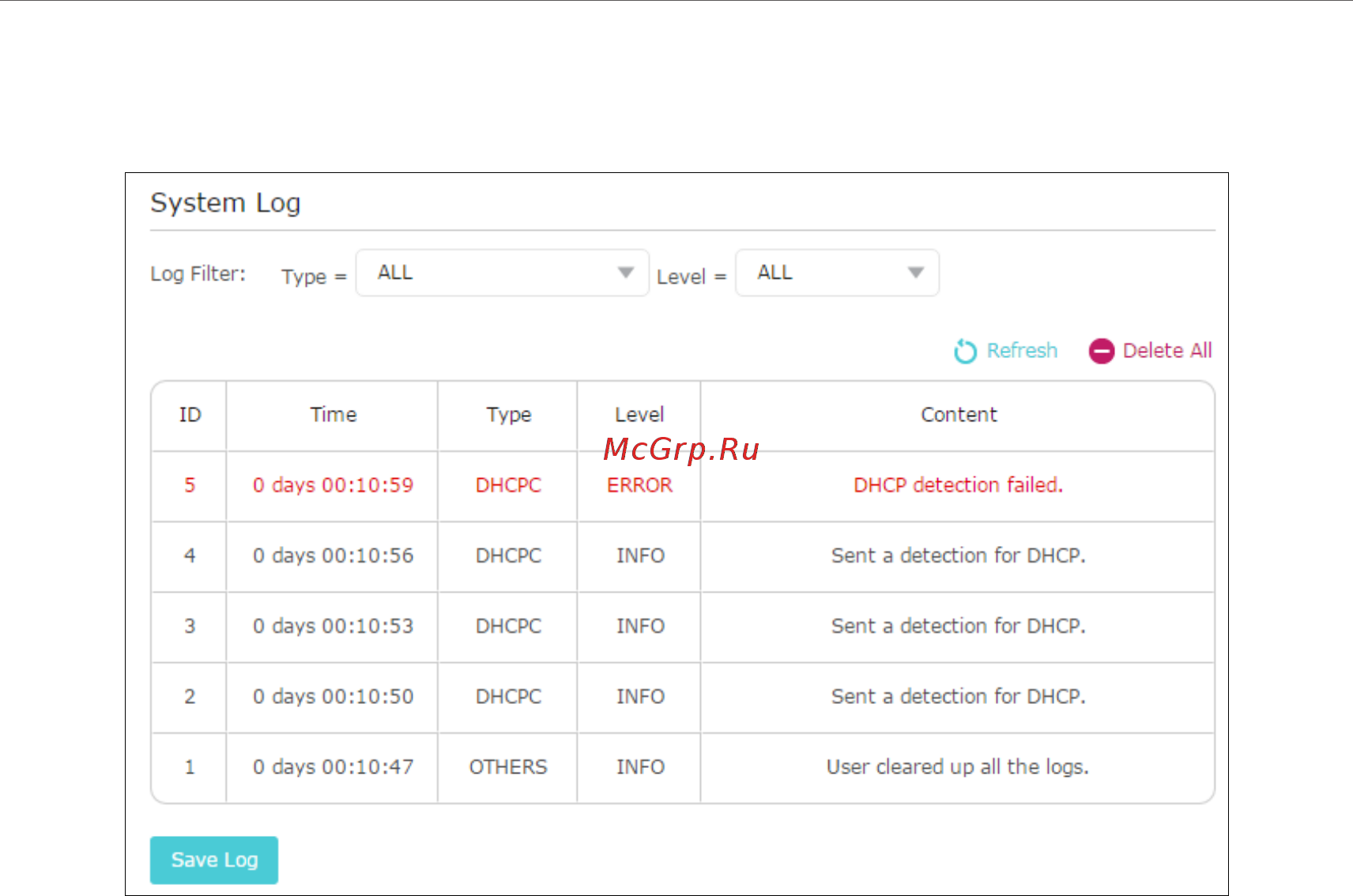 Tp-Link RE365 V1 [40/49] Click save log to save the system logs to a local disk