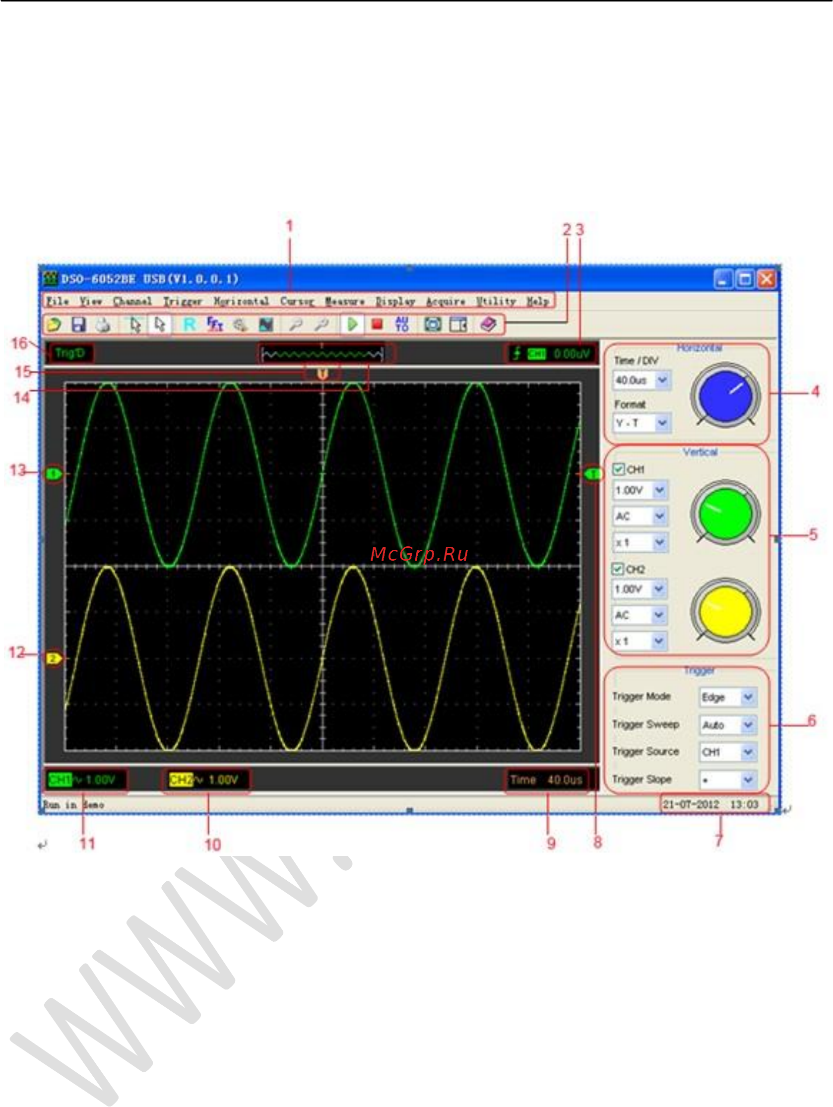 Hantek DSO-6082BE [21/84] Пользовательский интерфейс