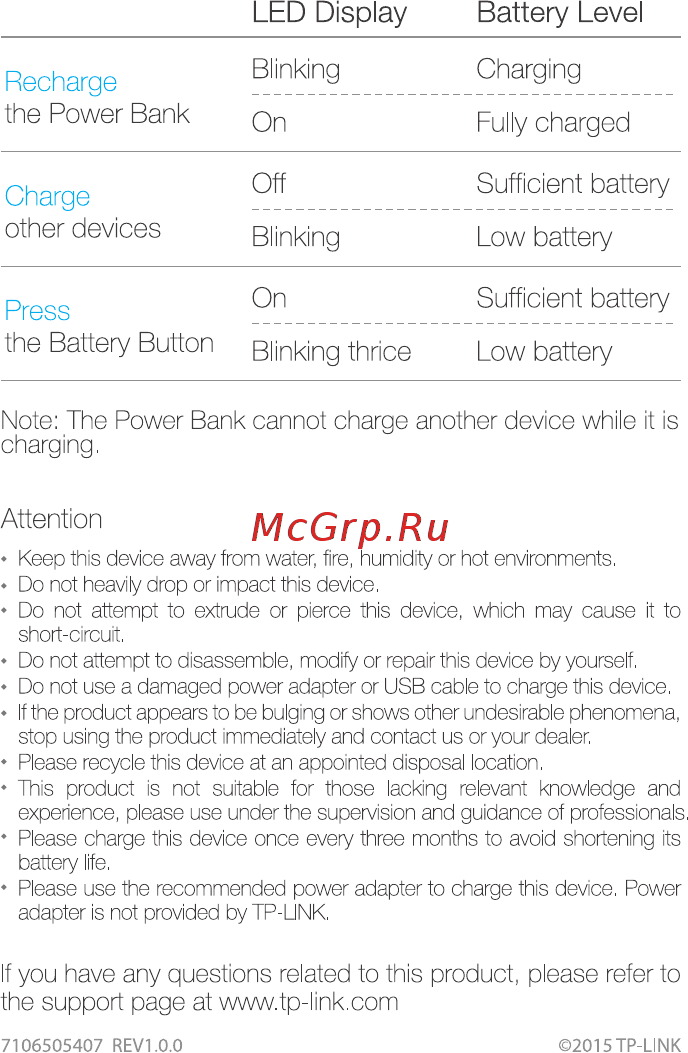 Tp-Link TL-PB2600 V1 [2/2] Led display battery level