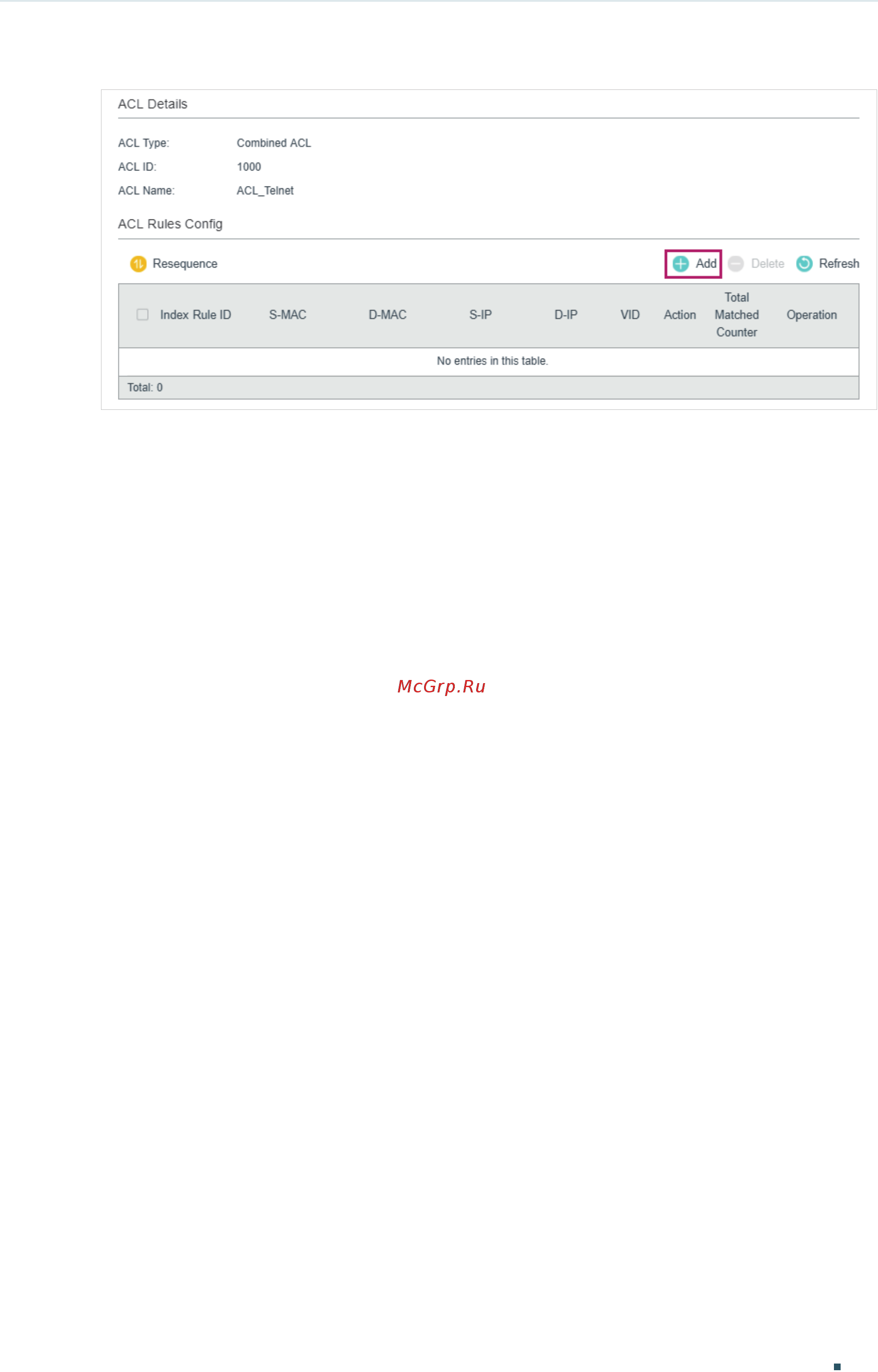 TpLink T2500G10TS V2 [720/933] Configure rule 5 to permit packets