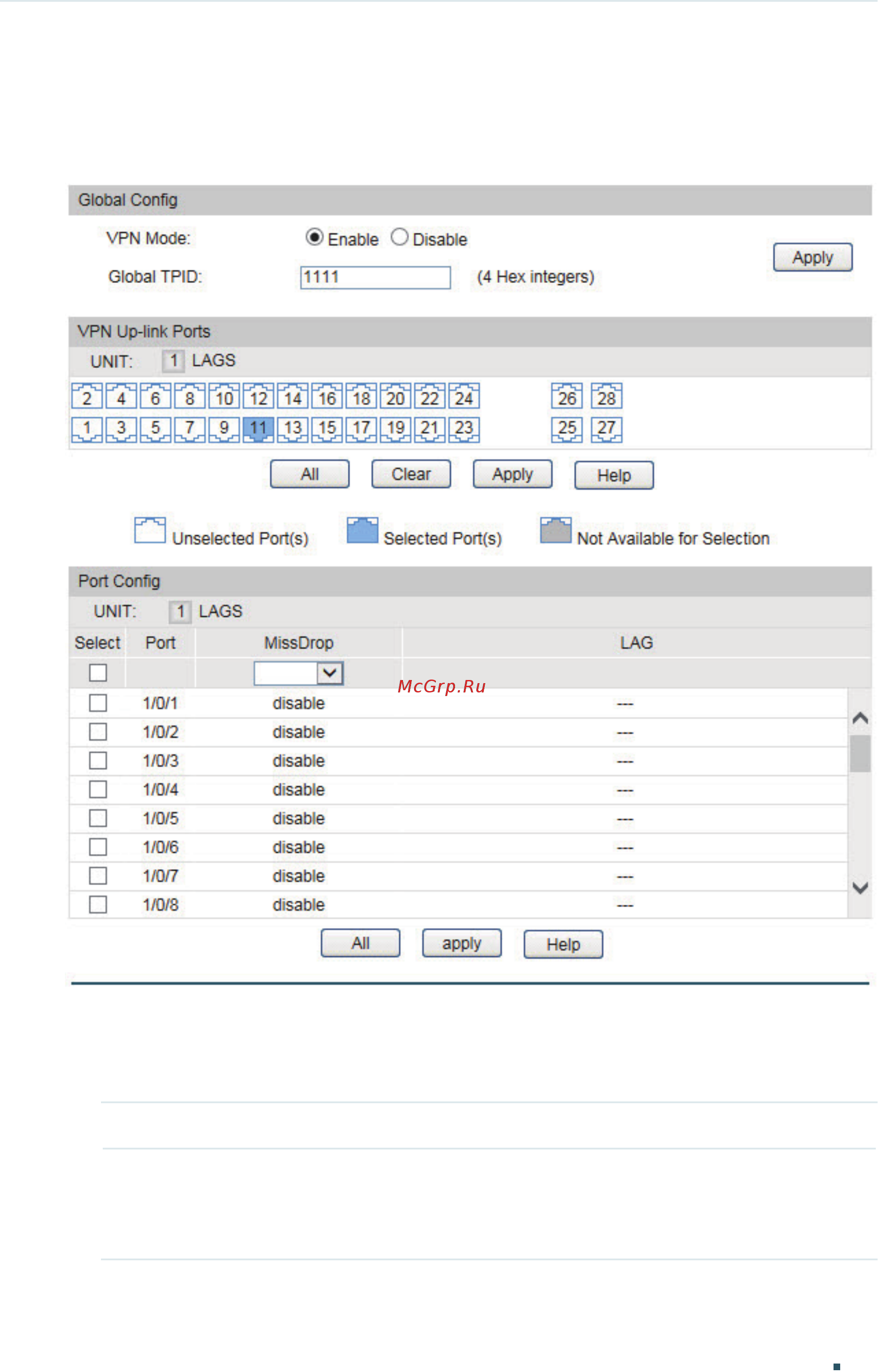 Tp-Link T2600G-18TS V1 [270/1010] Configuring global vlan vpn and up link ports