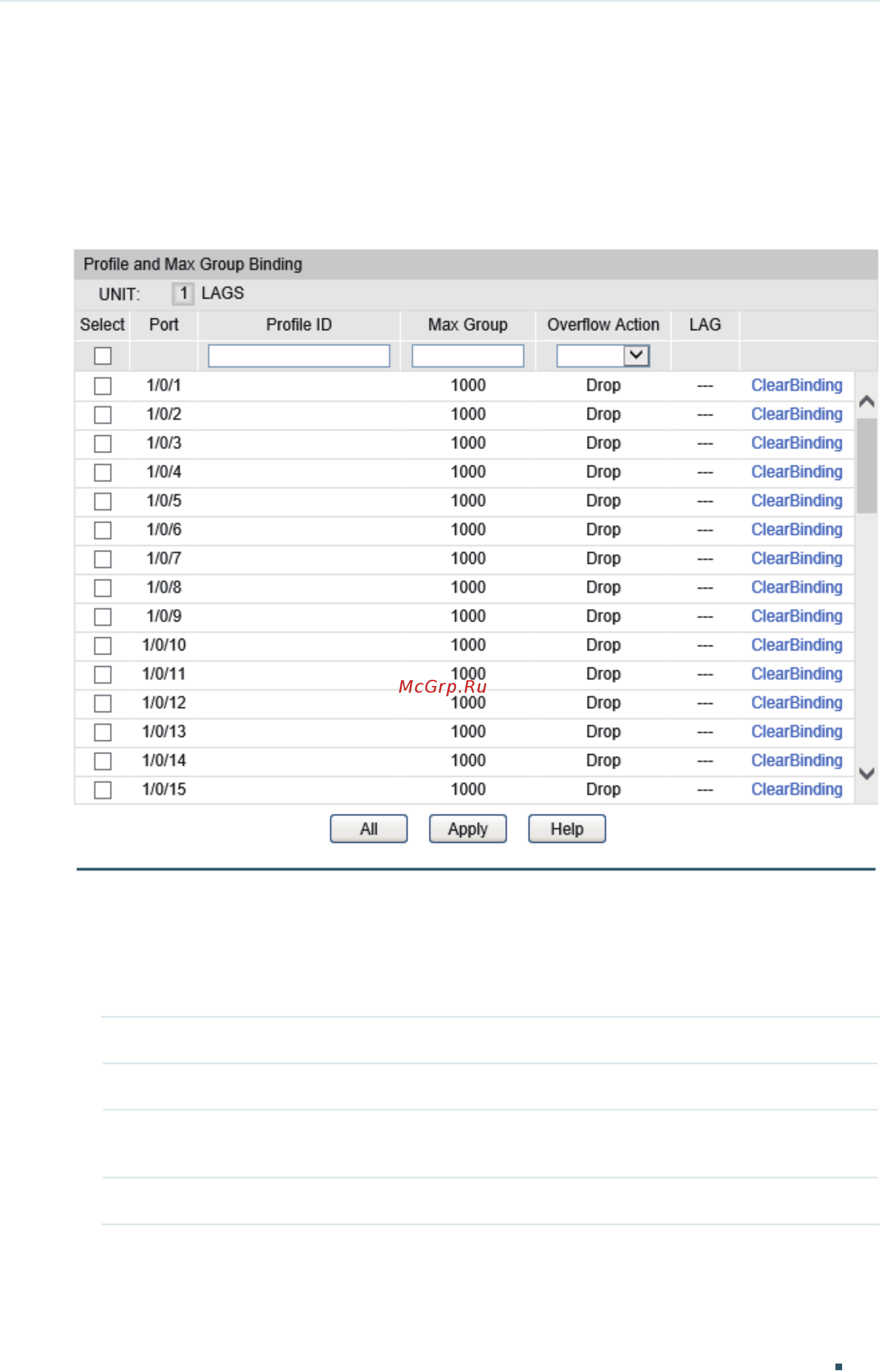 Tp-Link T2600G-18TS V1 [481/1010] Binding profile and member ports