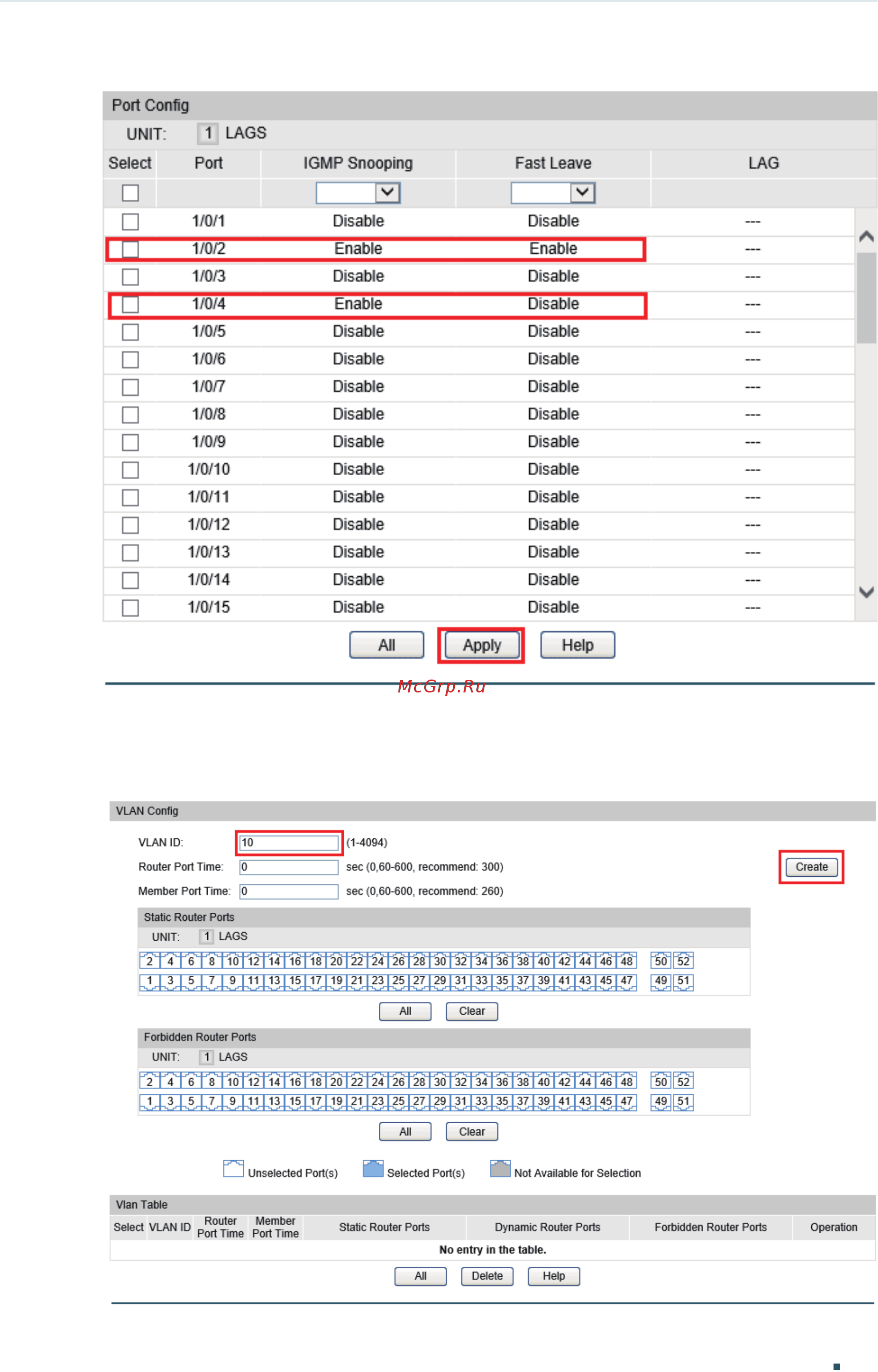 Tp-Link T2600G-18TS V1 [524/1010] Vlan config to load the following page enable igmp snooping in vlan 10