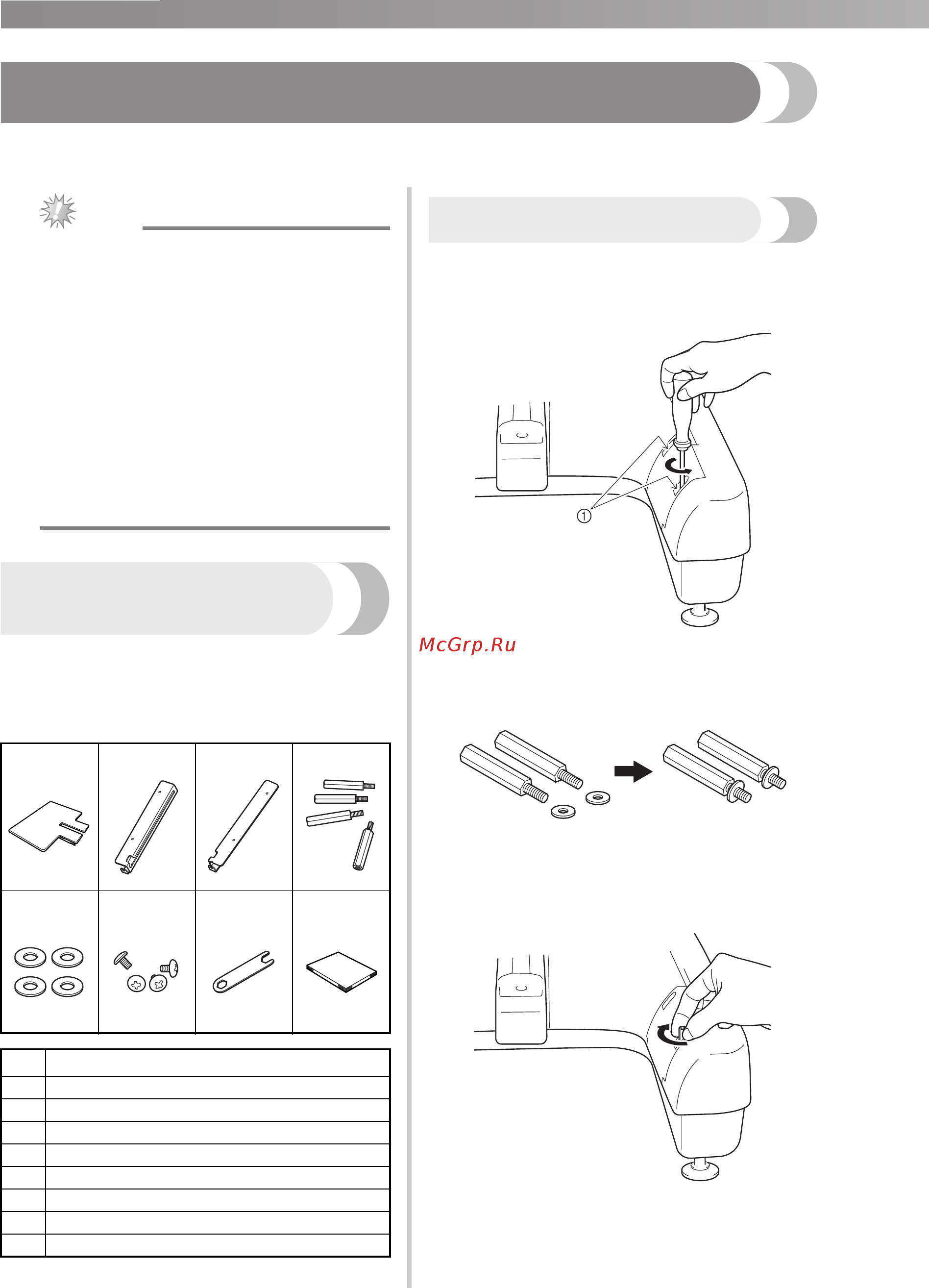 Brother PR-655 [2/40] Table set installation manual